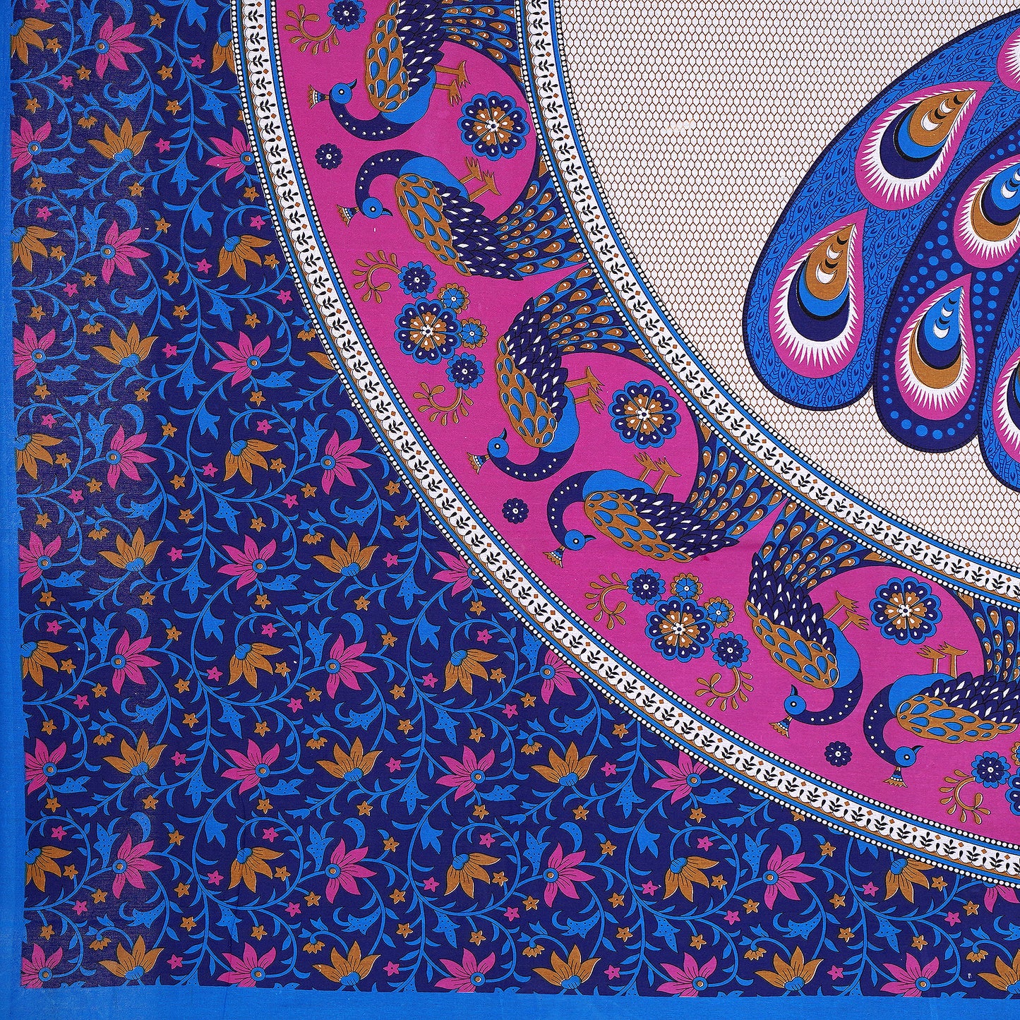 Jaipuri 100% Cotton Double Size Bedsheet with 2 Pillow Covers ( Blue , 280 TC ) JAIPUR PRINTS