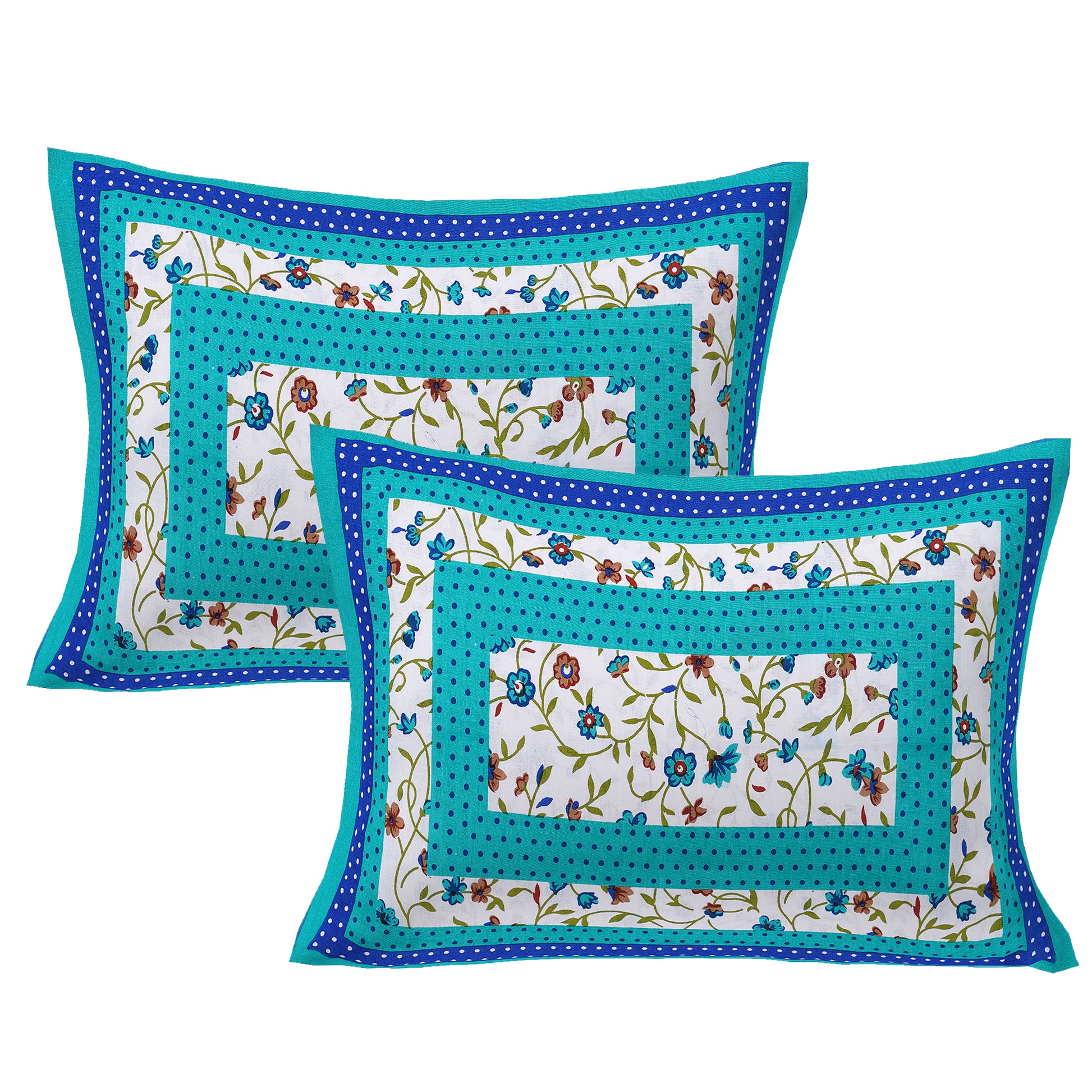 Jaipuri 100% Cotton Double Size Bedsheet with 2 Pillow Covers ( See Green , 280 TC ) JAIPUR PRINTS