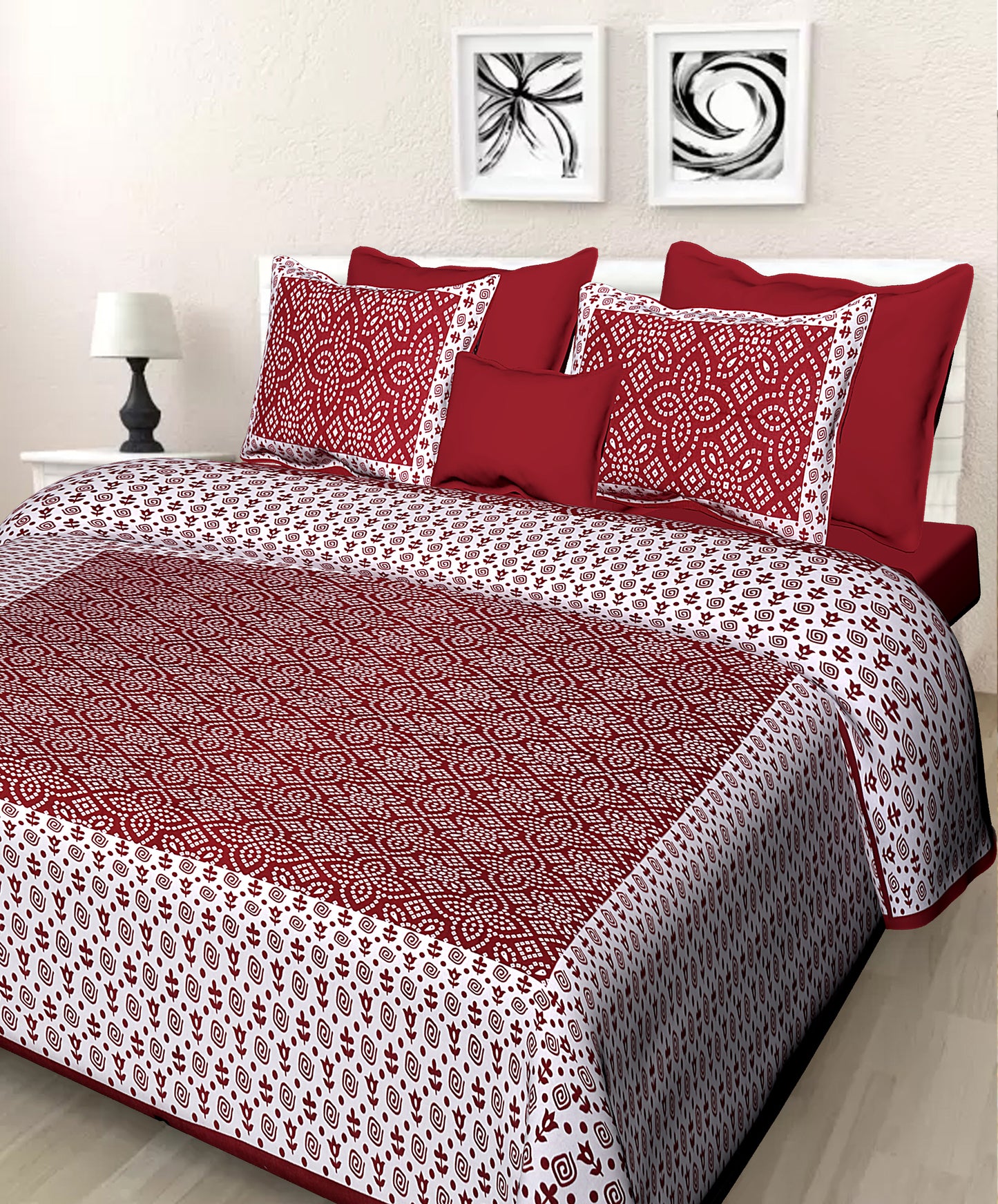 Jaipuri 100% Cotton Double Size Bedsheet With 2 Pillow Cover ( 280 TC ) JAIPUR PRINTS