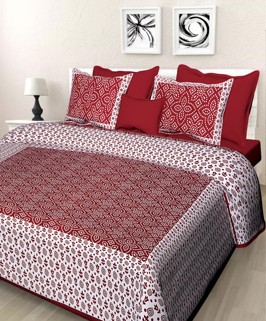 Jaipuri 100% Cotton Double Size Bedsheet With 2 Pillow Cover ( 280 TC ) JAIPUR PRINTS
