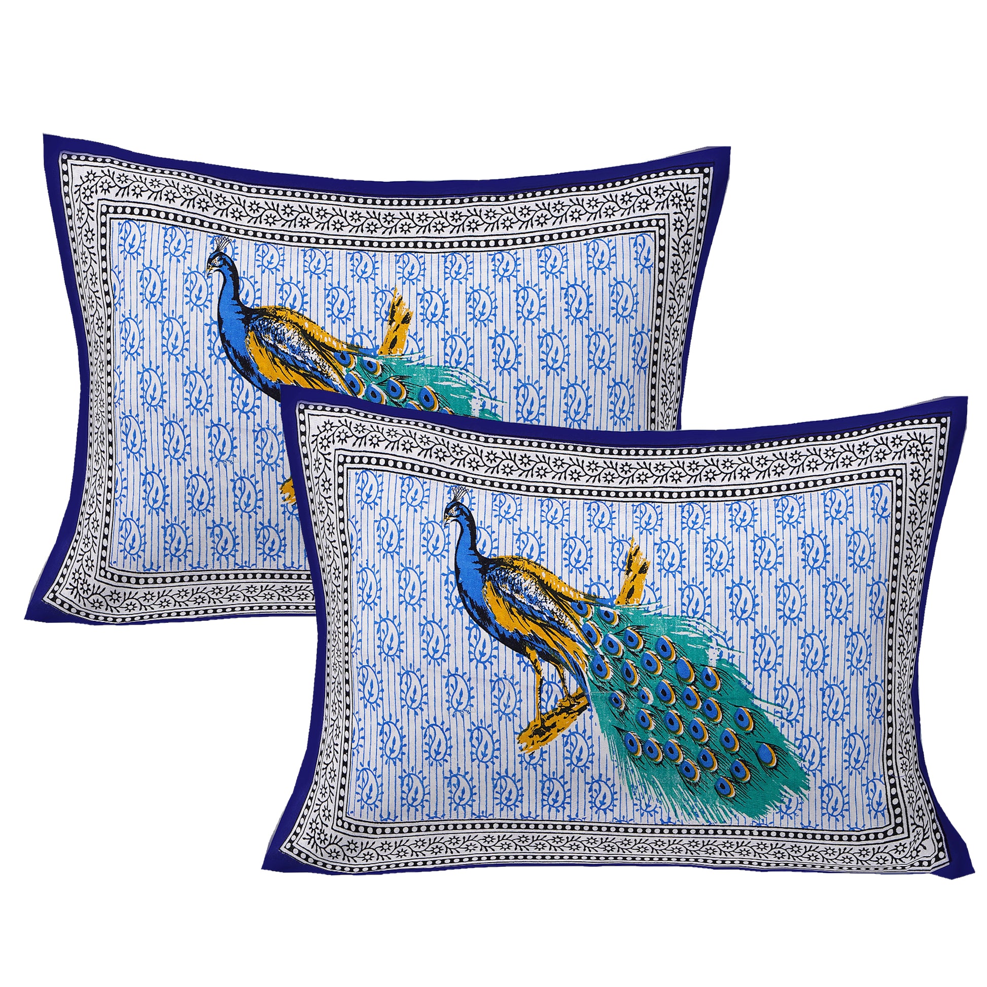Jaipuri 100% Cotton Peacock Print Double Size Bedsheet ( 280 TC ) www.jaipurtohome.com