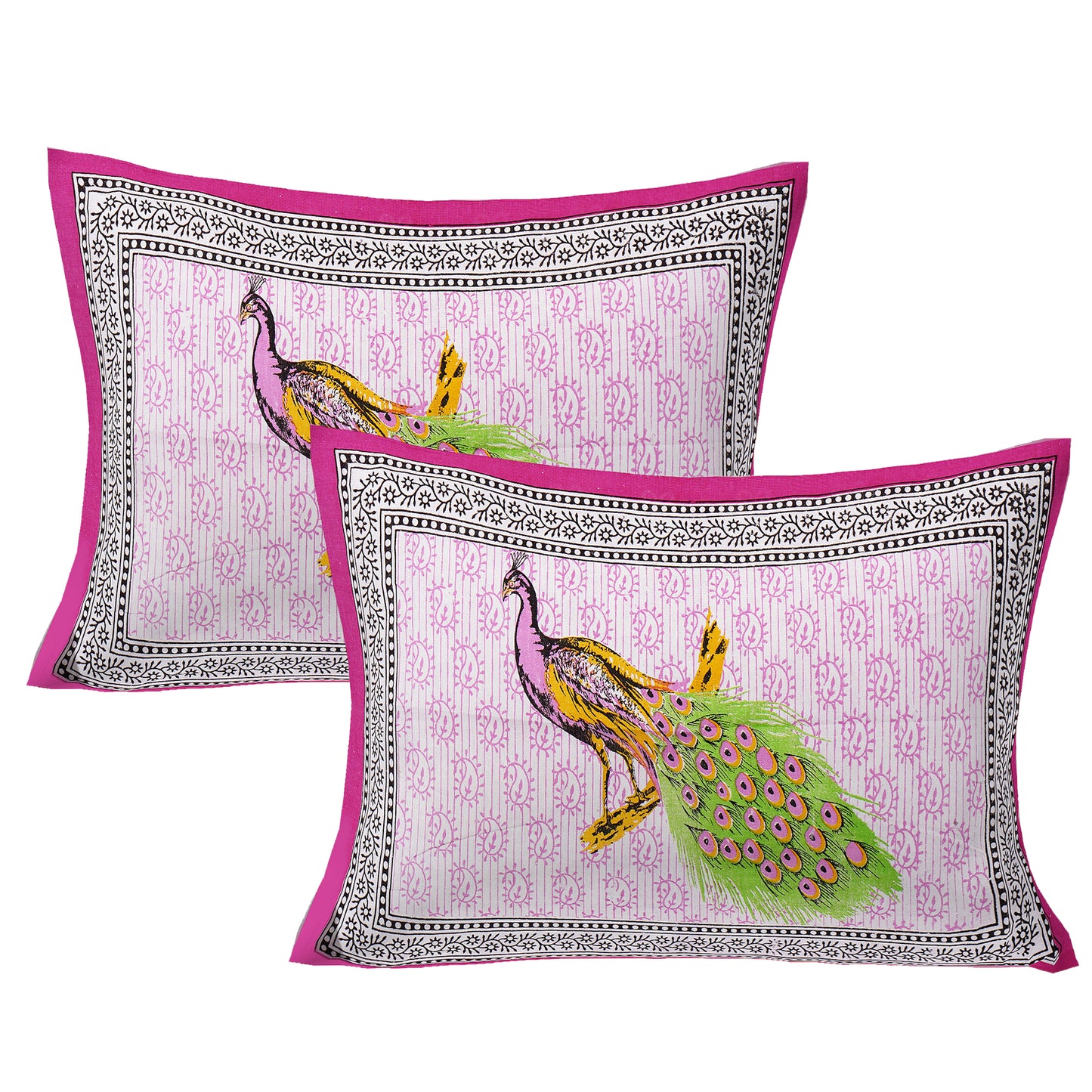 Jaipuri 100% Cotton Peacock Print Double Size Bedsheet ( 280 TC ) www.jaipurtohome.com