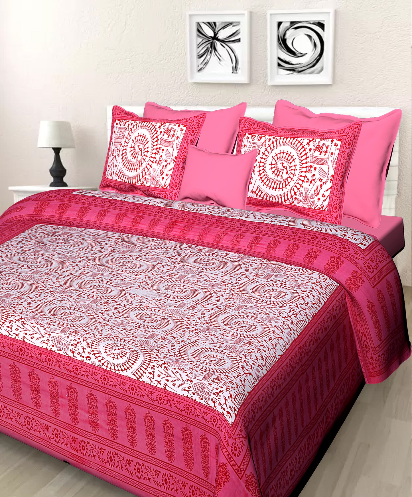 Jaipuri 100 % Cotton Double Size Bedsheet ( 280 TC ) JAIPUR PRINTS