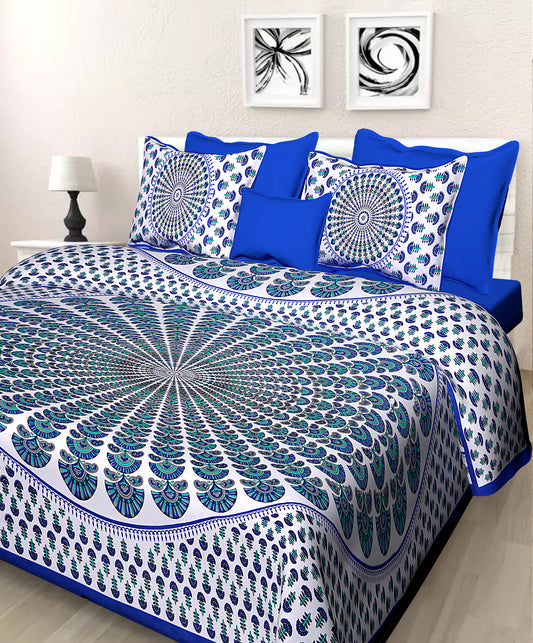 Jaipuri 100% Cotton Double Size Bedsheet ( 280 TC ) JAIPUR PRINTS