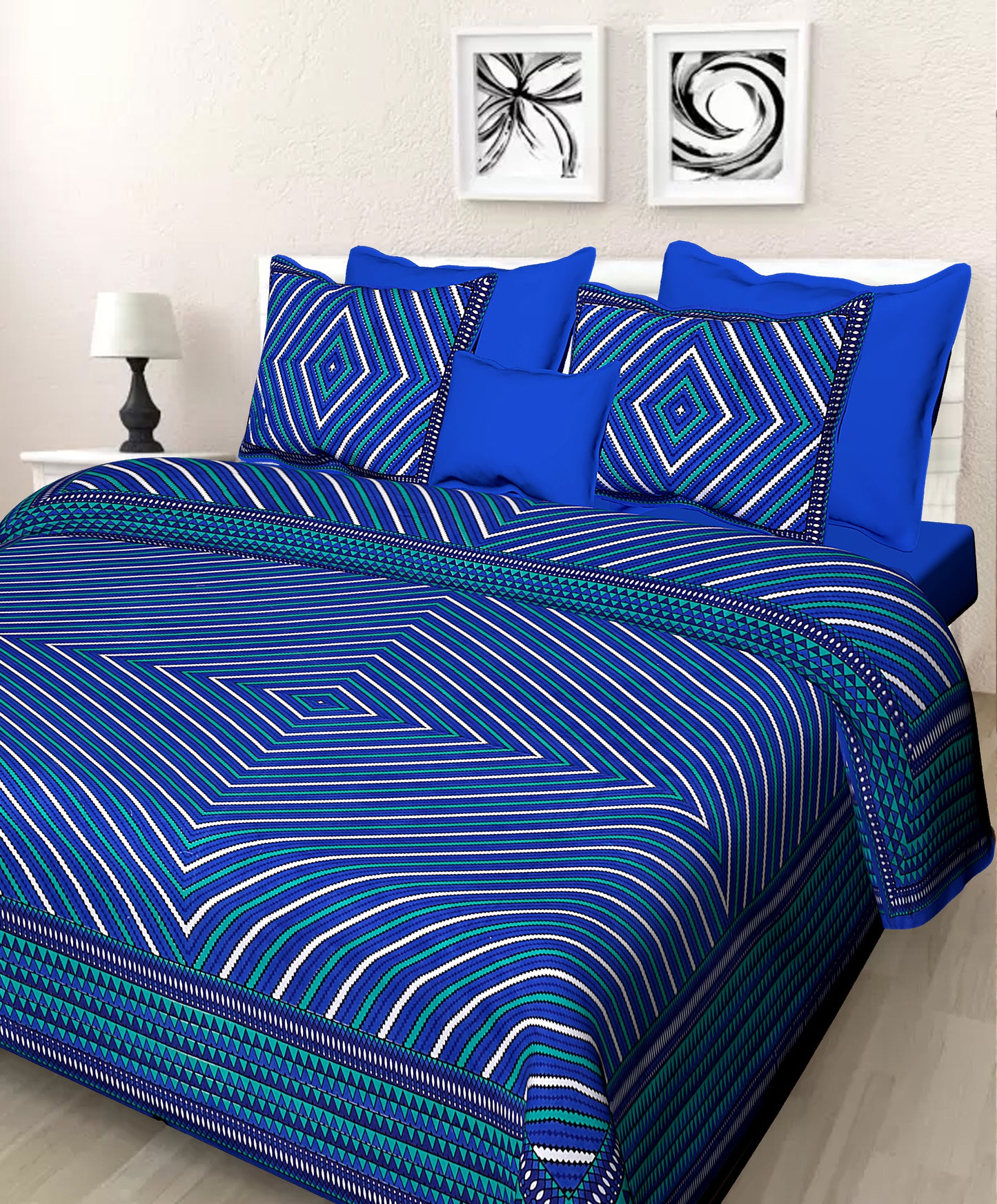 Jaipuri 100% Cotton Double Size Bedsheet ( 280 TC ) JAIPUR PRINTS