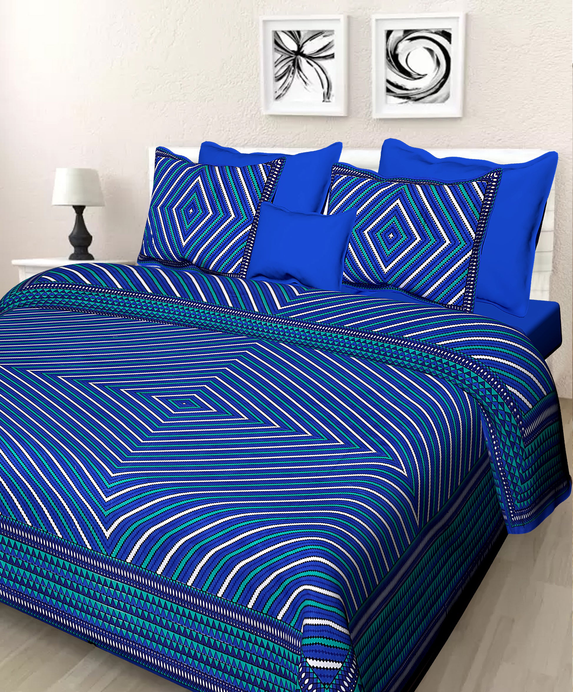 Jaipuri 100% Cotton Double Size Bedsheet ( 280 TC ) JAIPUR PRINTS