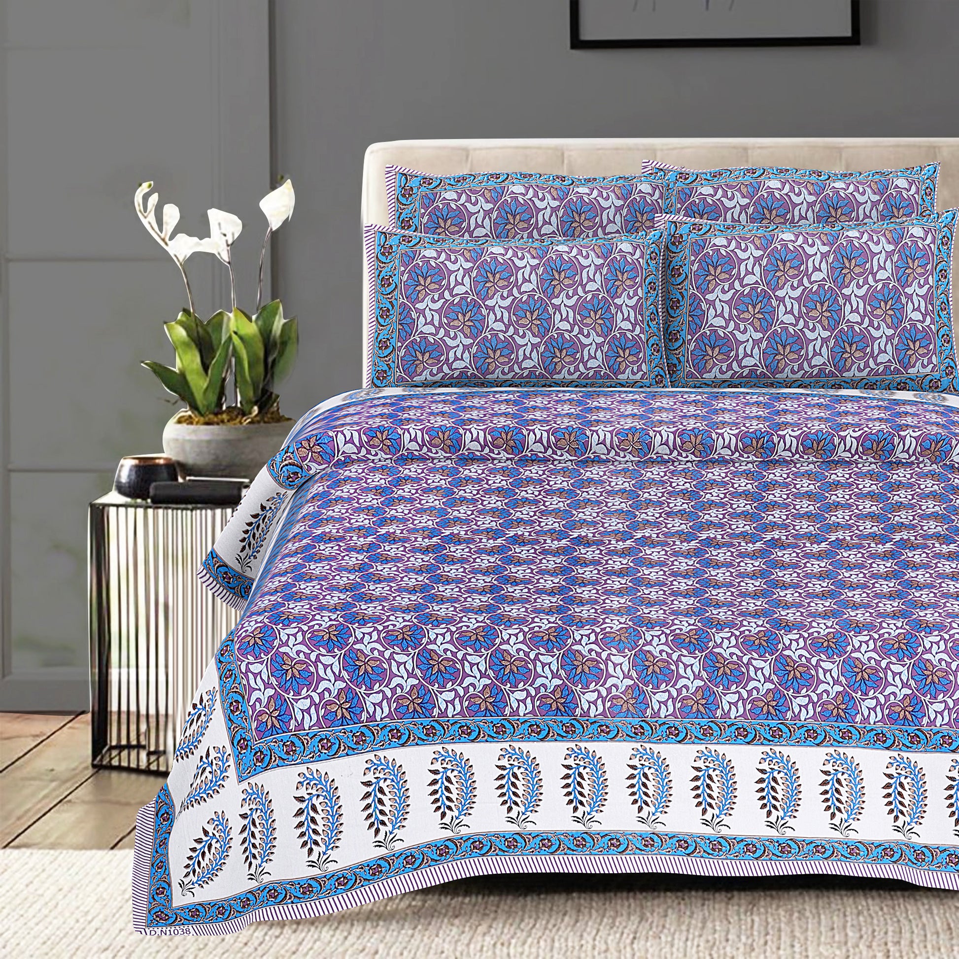 100% Cotton King Size Bedsheet with 2 Pillow Covers www.jaipurtohome.com