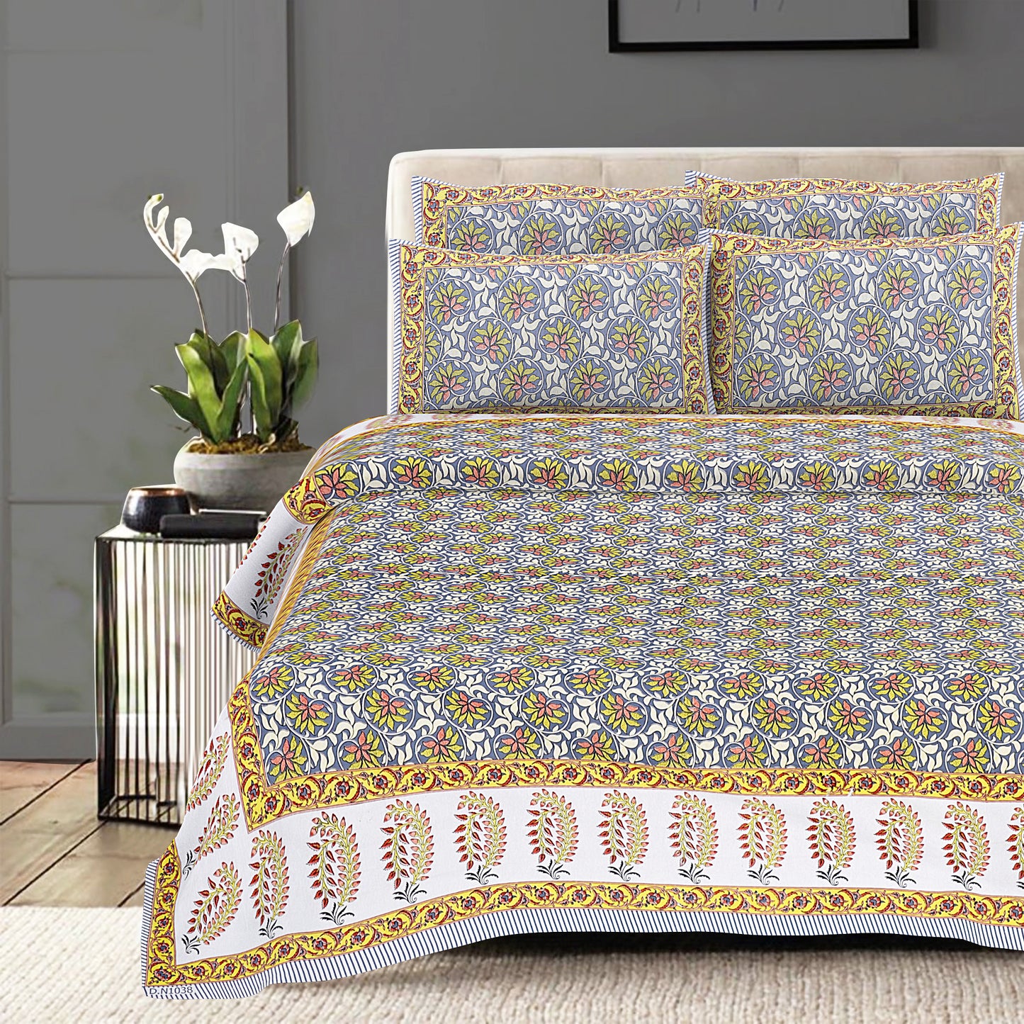 100% Cotton King Size Bedsheet with 2 Pillow Covers www.jaipurtohome.com