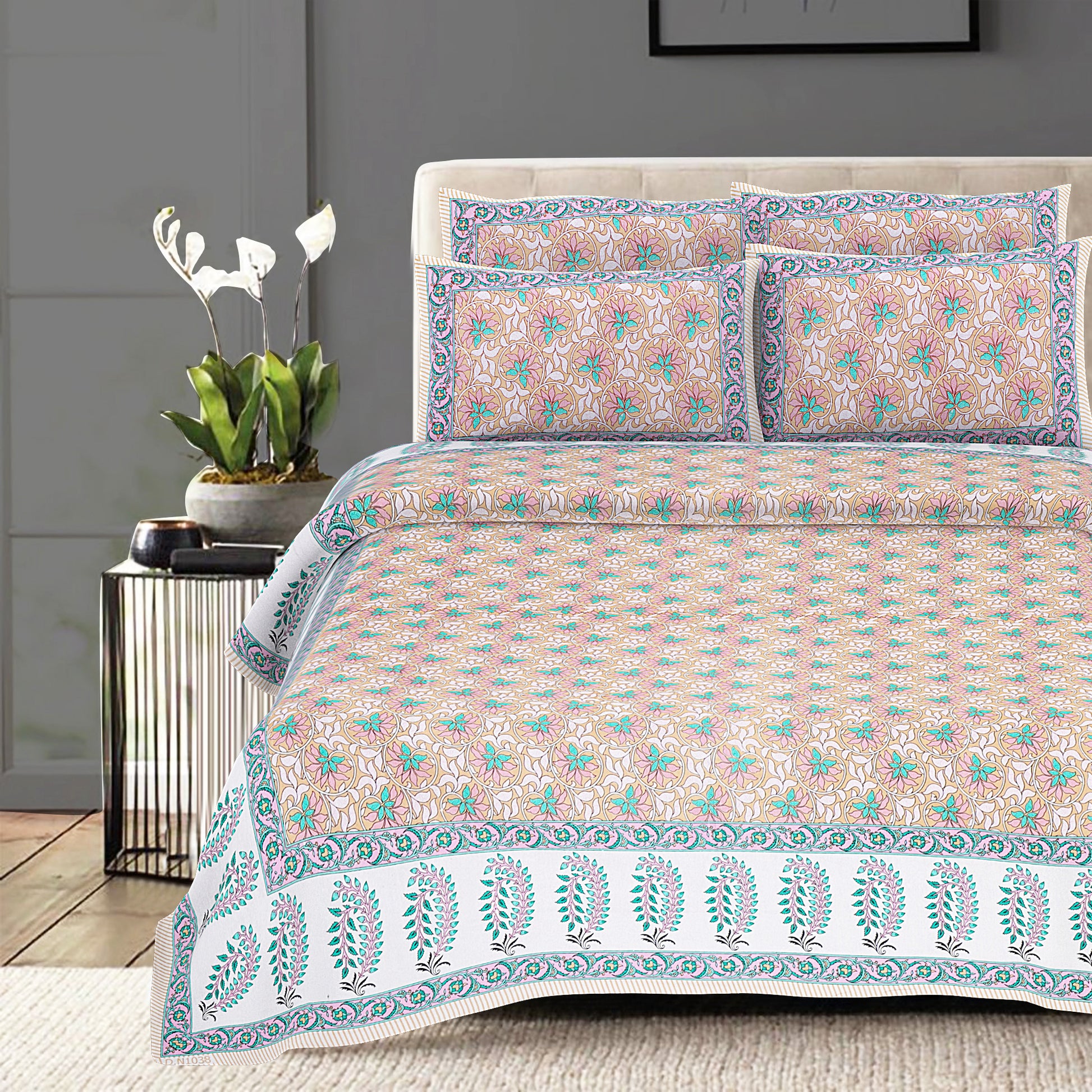 100% Cotton King Size Bedsheet with 2 Pillow Covers www.jaipurtohome.com