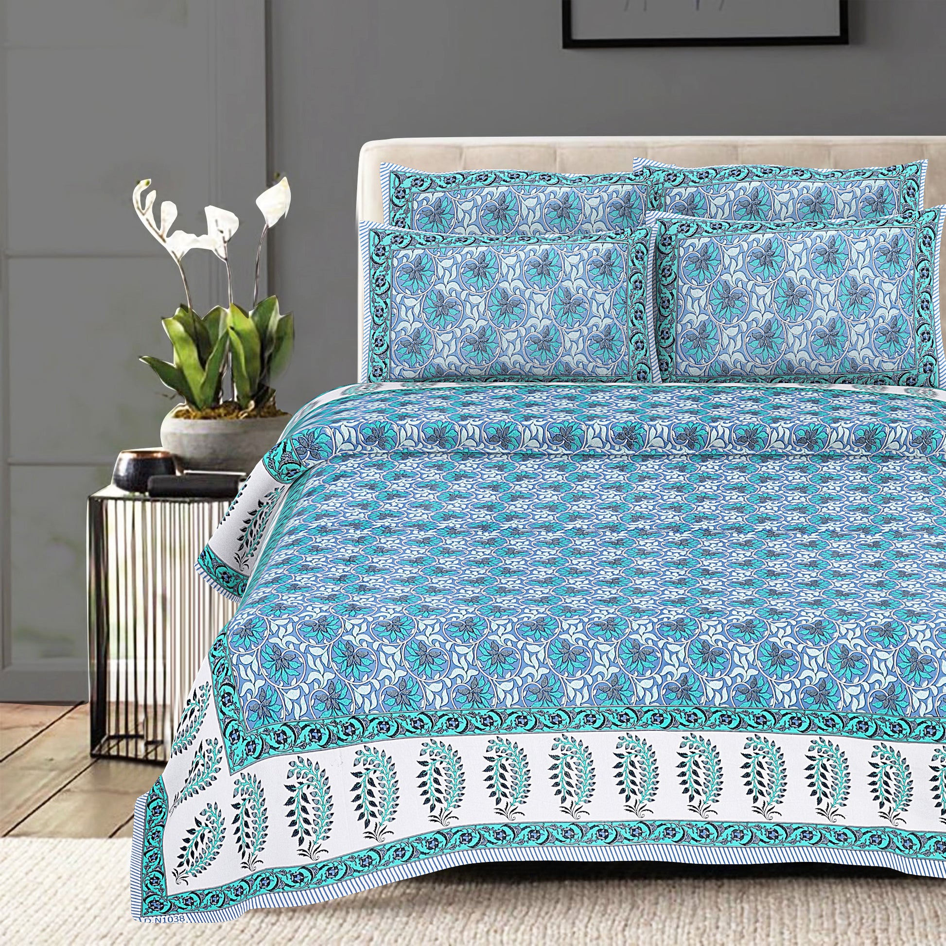 100% Cotton King Size Bedsheet with 2 Pillow Covers www.jaipurtohome.com