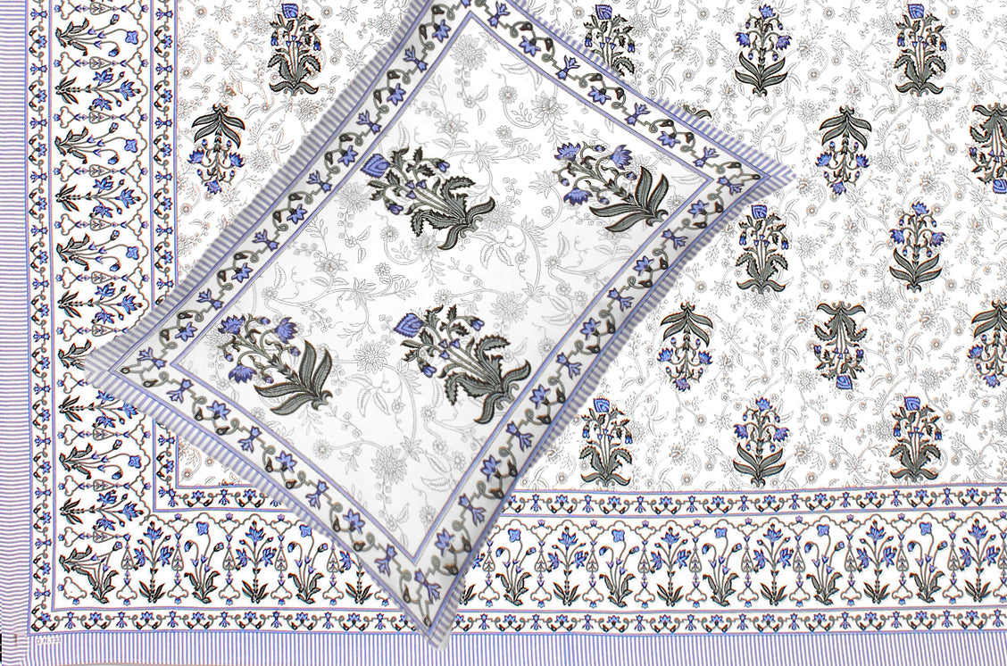 Jaipuri Bedsheet 100% Cotton Rajasthani Traditional Super King Size Bedsheet with 2 Pillow Cover 100*108 www,JaipurToHome.com