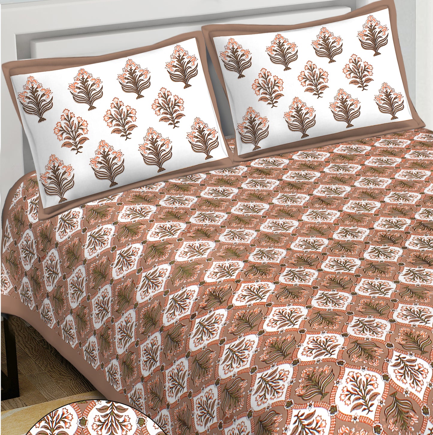 100% Cotton King Size Bedsheet with 2 Pillow Covers www.jaipurtohome.com