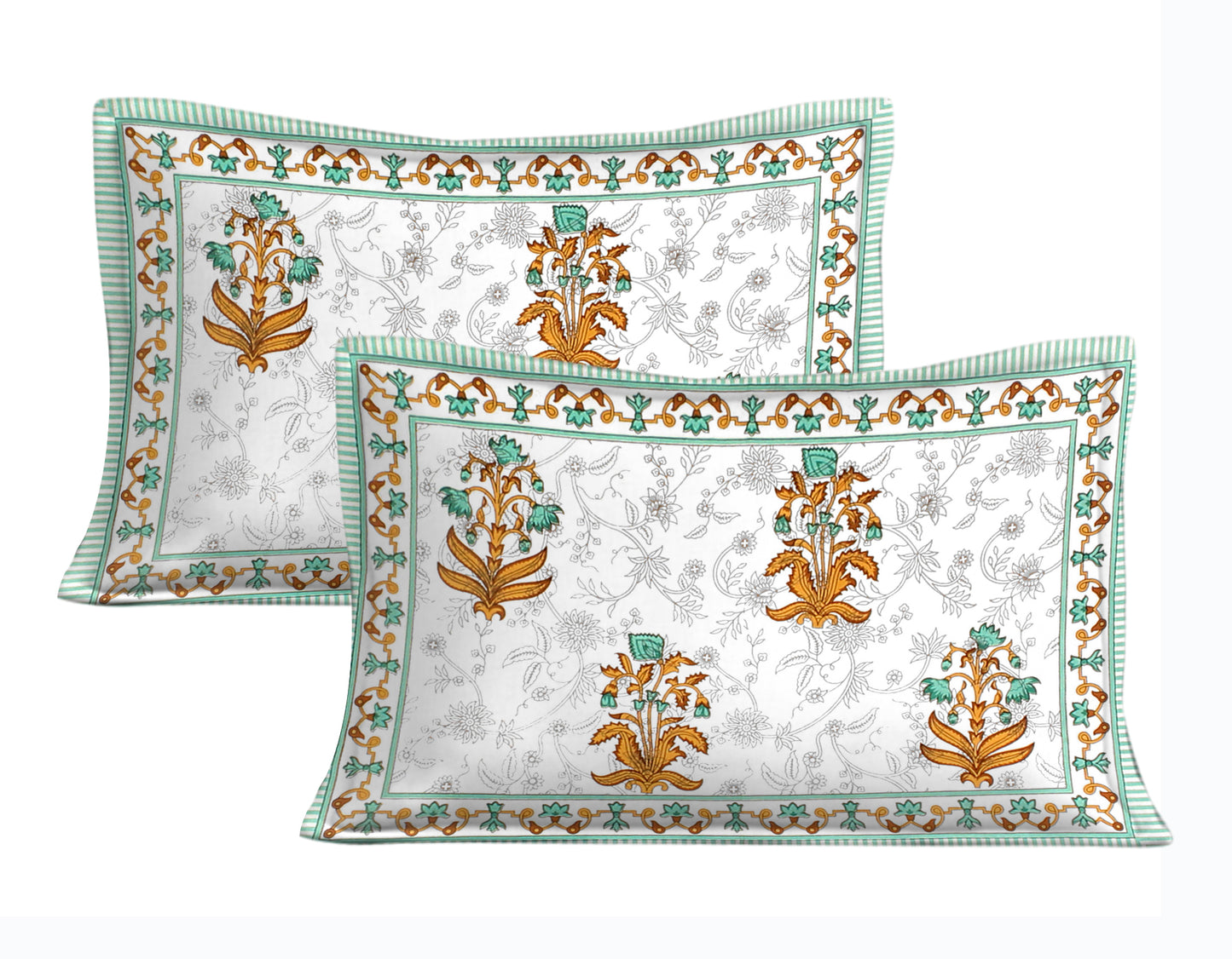 Jaipuri Bedsheet 100% Cotton Rajasthani Traditional Super King Size Bedsheet with 2 Pillow Cover 100*108 www,JaipurToHome.com