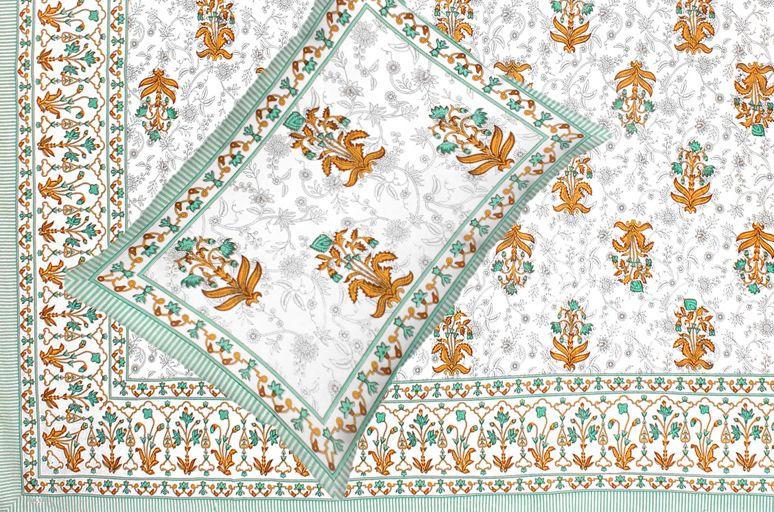 Jaipuri Bedsheet 100% Cotton Rajasthani Traditional Super King Size Bedsheet with 2 Pillow Cover 100*108 www,JaipurToHome.com