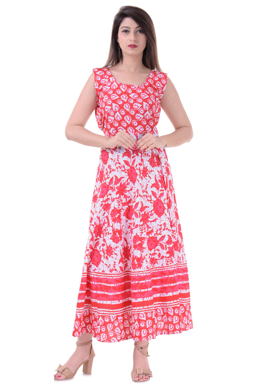 Beautiful Women Cotton Maternity Semi-Stitched Fabric Maxi Dress -Free Size JAIPUR PRINTS