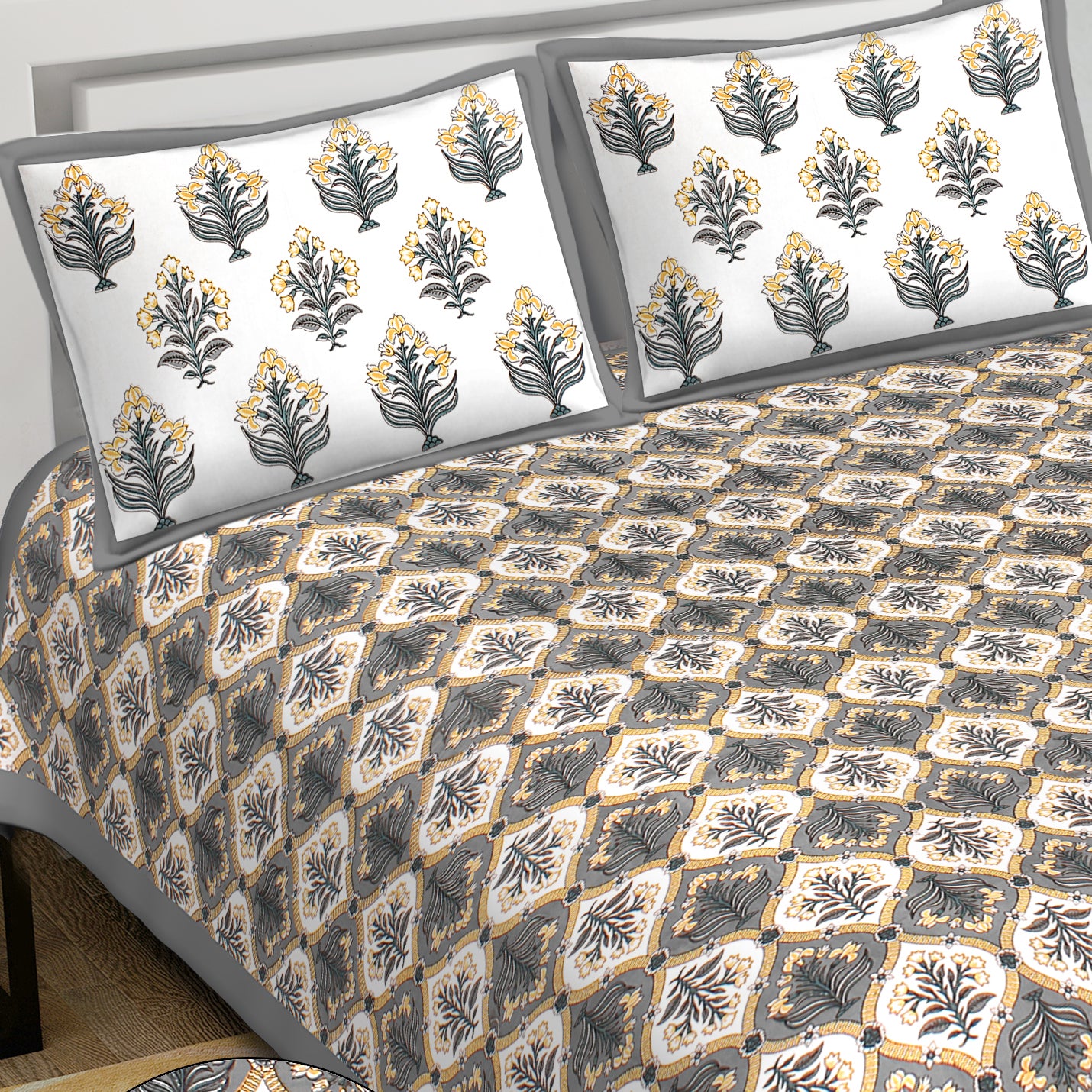 100% Cotton King Size Bedsheet with 2 Pillow Covers www.jaipurtohome.com