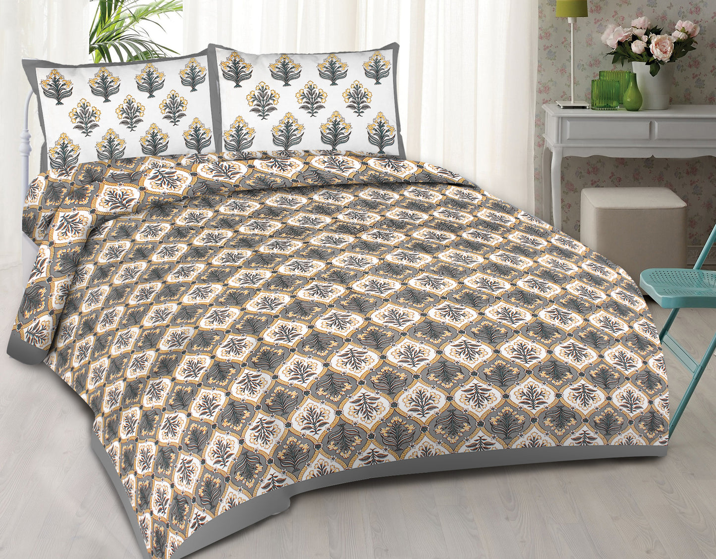 100% Cotton King Size Bedsheet with 2 Pillow Covers www.jaipurtohome.com