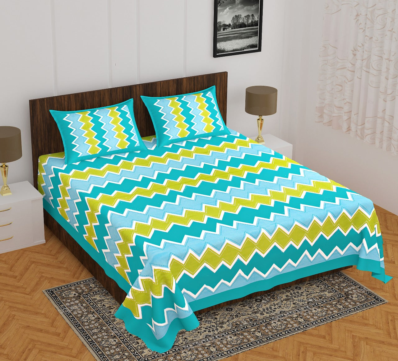 Trendy Bedsheet 100% Cotton Bedsheet 280-TC Cotton Queen Size Bedsheet With 2 Pillow Cover www.jaipurtohome.com