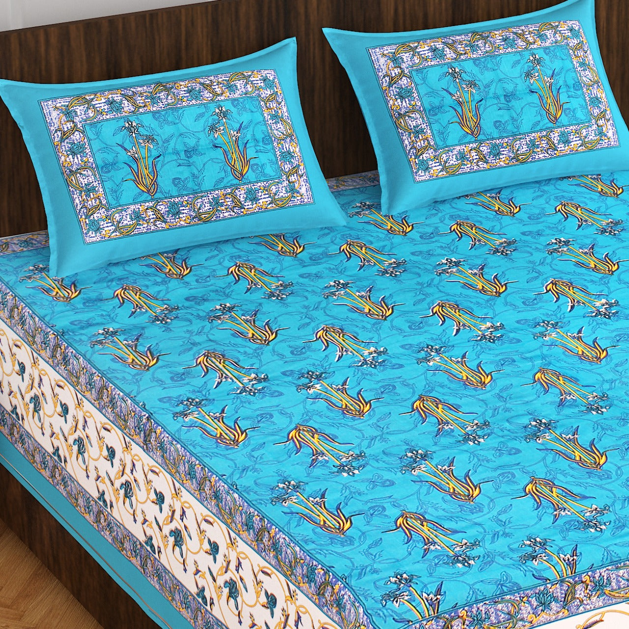 Trendy Bedsheet 100% Cotton Bedsheet 280-TC Cotton Queen Size Bedsheet With 2 Pillow Cover www.jaipurtohome.com