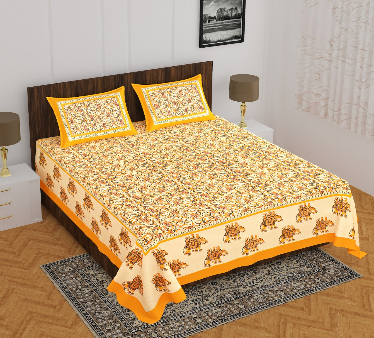 Cotton Bedsheet 180 -TC Cotton Double Size Bedsheet, 5 set Combo Pack With 10 Pillow Cover - www.jaipurtohome.com