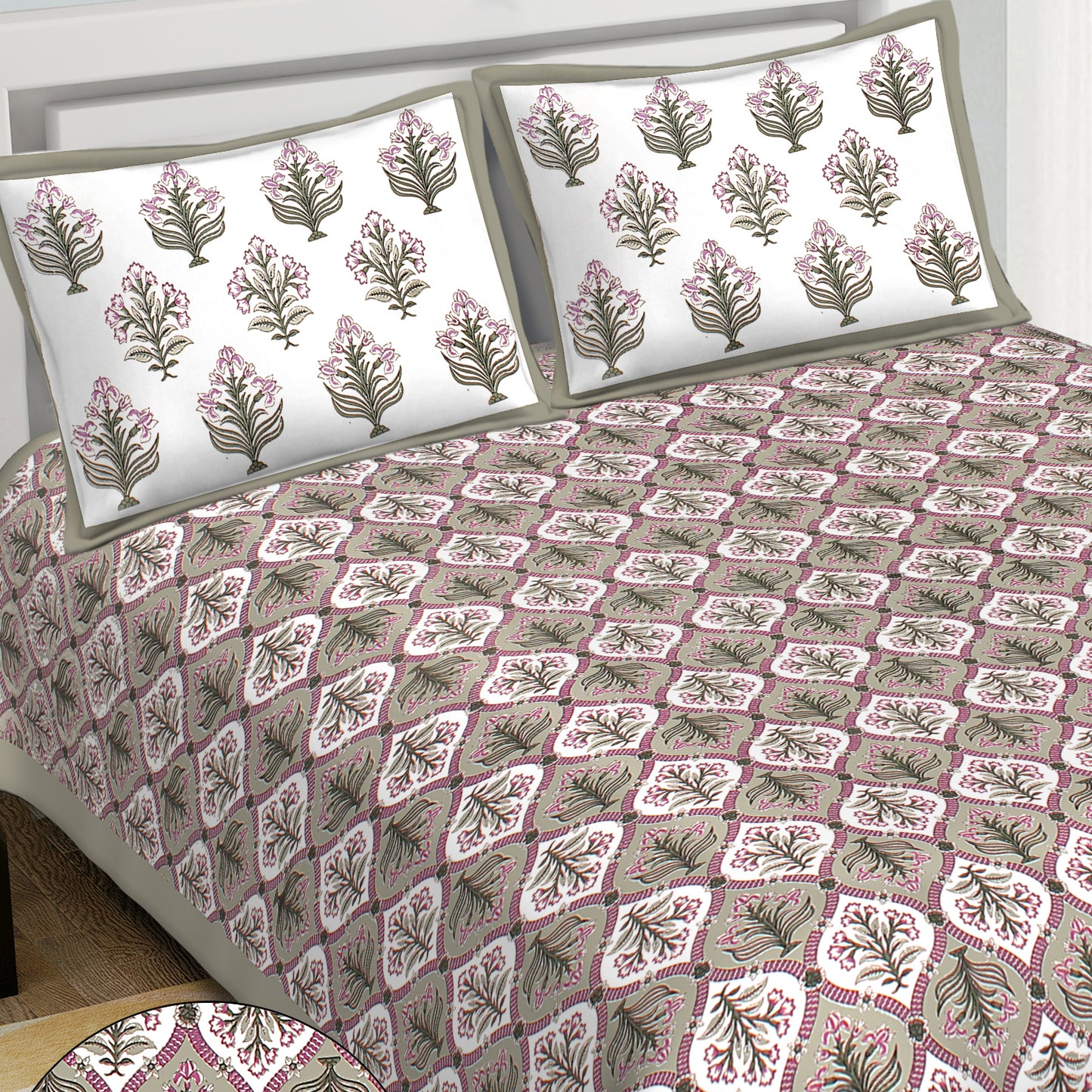100% Cotton King Size Bedsheet with 2 Pillow Covers www.jaipurtohome.com