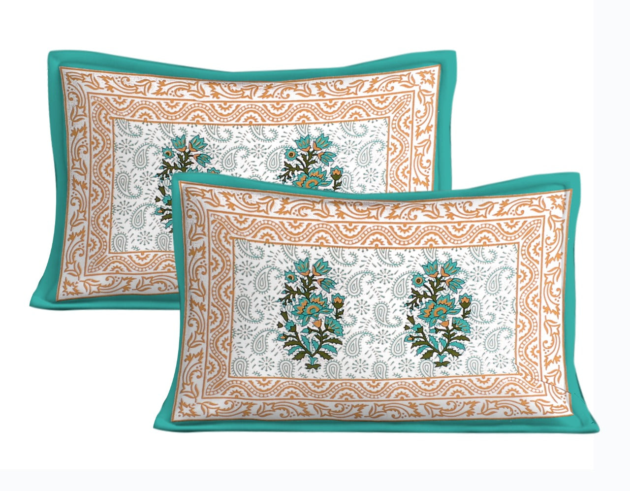 JAIPURI 100% Cotton Rajasthani Jaipuri Queen Size Bedsheet with 2 Pillow Cover. www.jaipurtohome.com