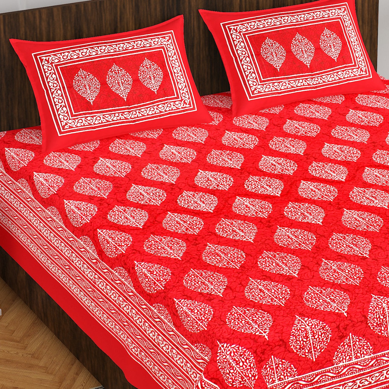 Jaipuri 100% Cotton Rajasthani Jaipuri Queen Size Bedsheet with 2 Pillow Cover. www.jaipurtohome.com