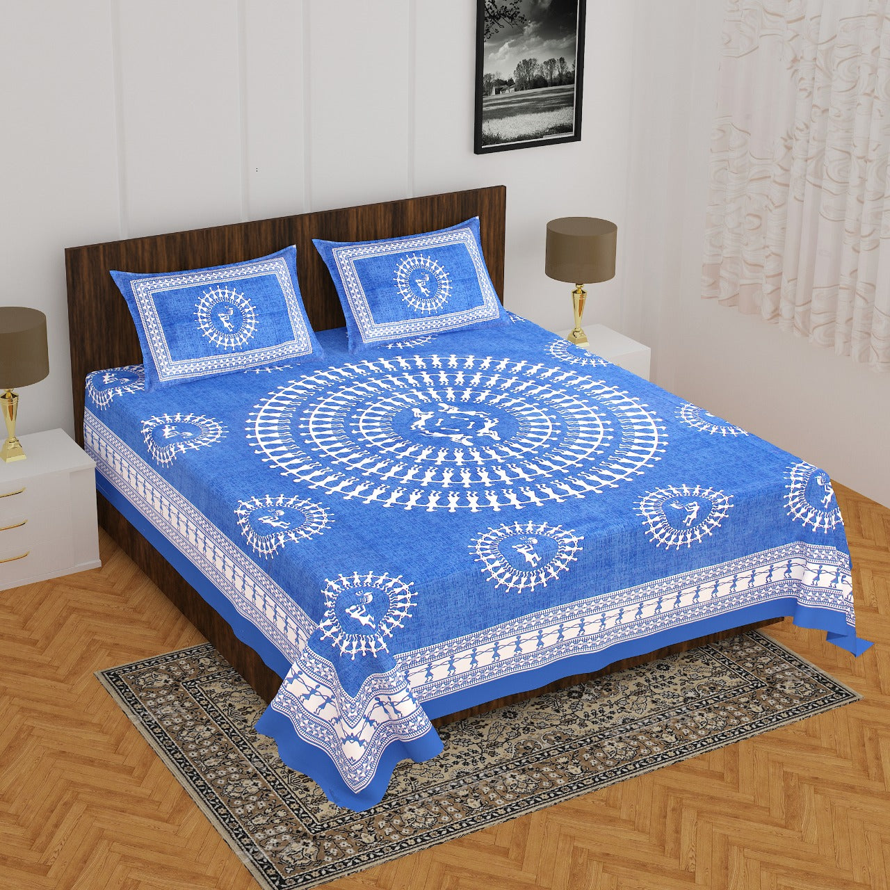Trendy Bedsheet 100% Cotton Bedsheet 280-TC Cotton Queen Size Bedsheet With 2 Pillow Cover www.jaipurtohome.com