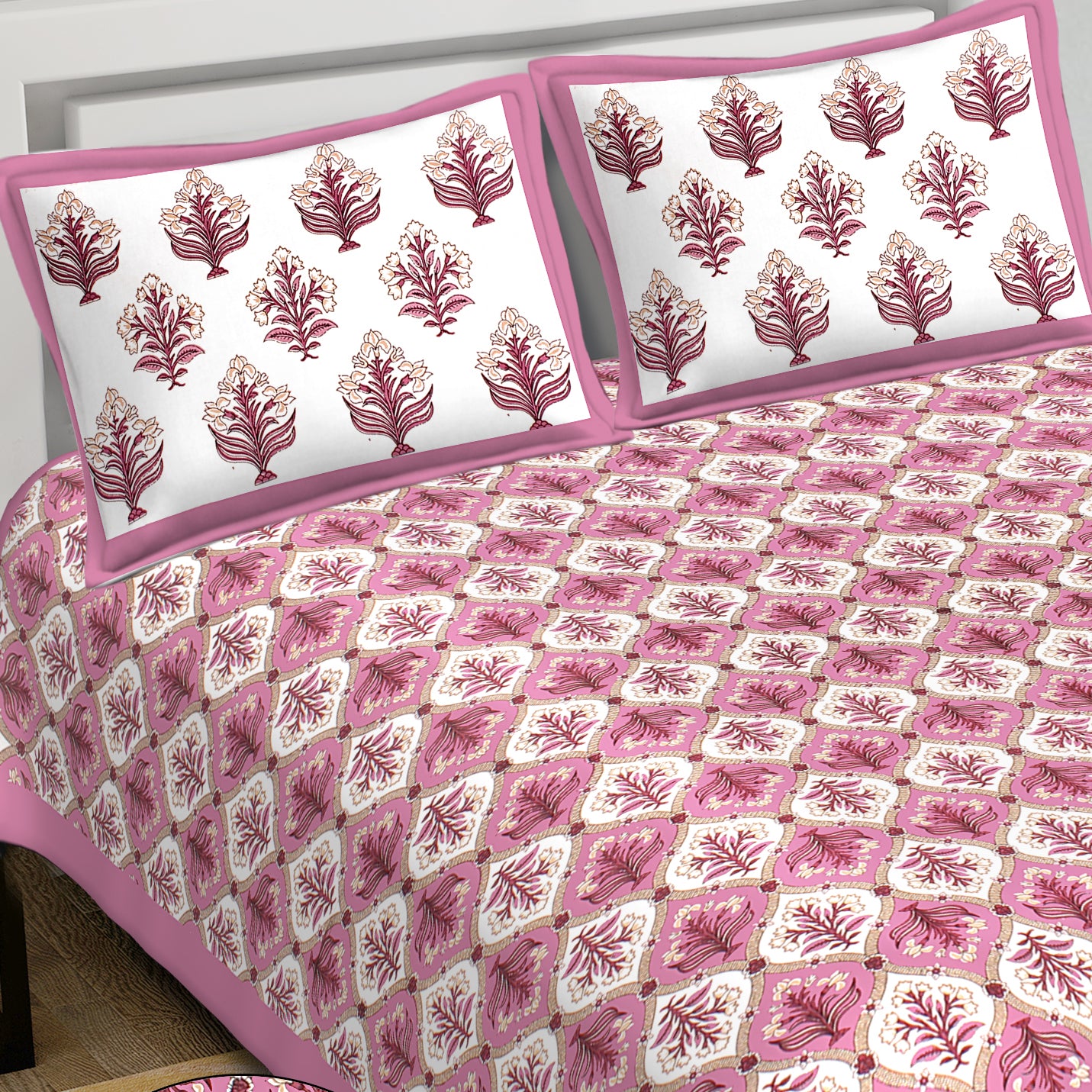 100% Cotton King Size Bedsheet with 2 Pillow Covers www.jaipurtohome.com