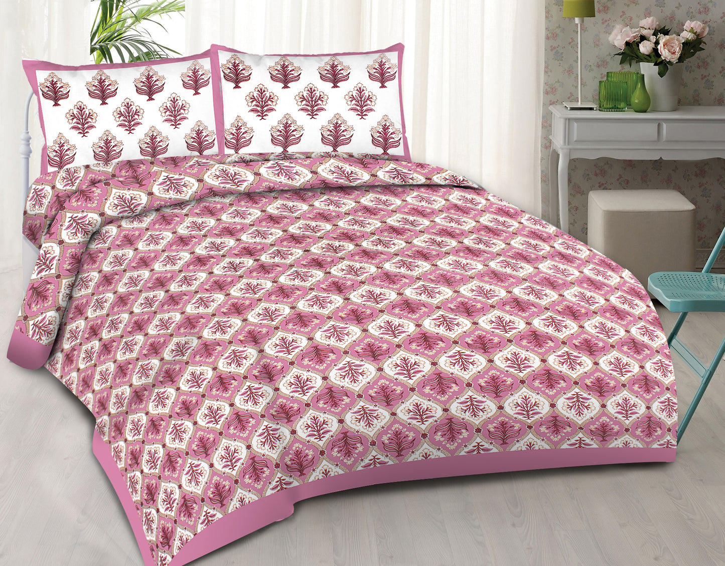 100% Cotton King Size Bedsheet with 2 Pillow Covers www.jaipurtohome.com
