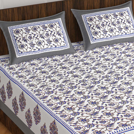 100% Cotton Bedsheet 280-TC Cotton Queen Size Bedsheet With 2 Pillow Cover www.jaipurtohome.com
