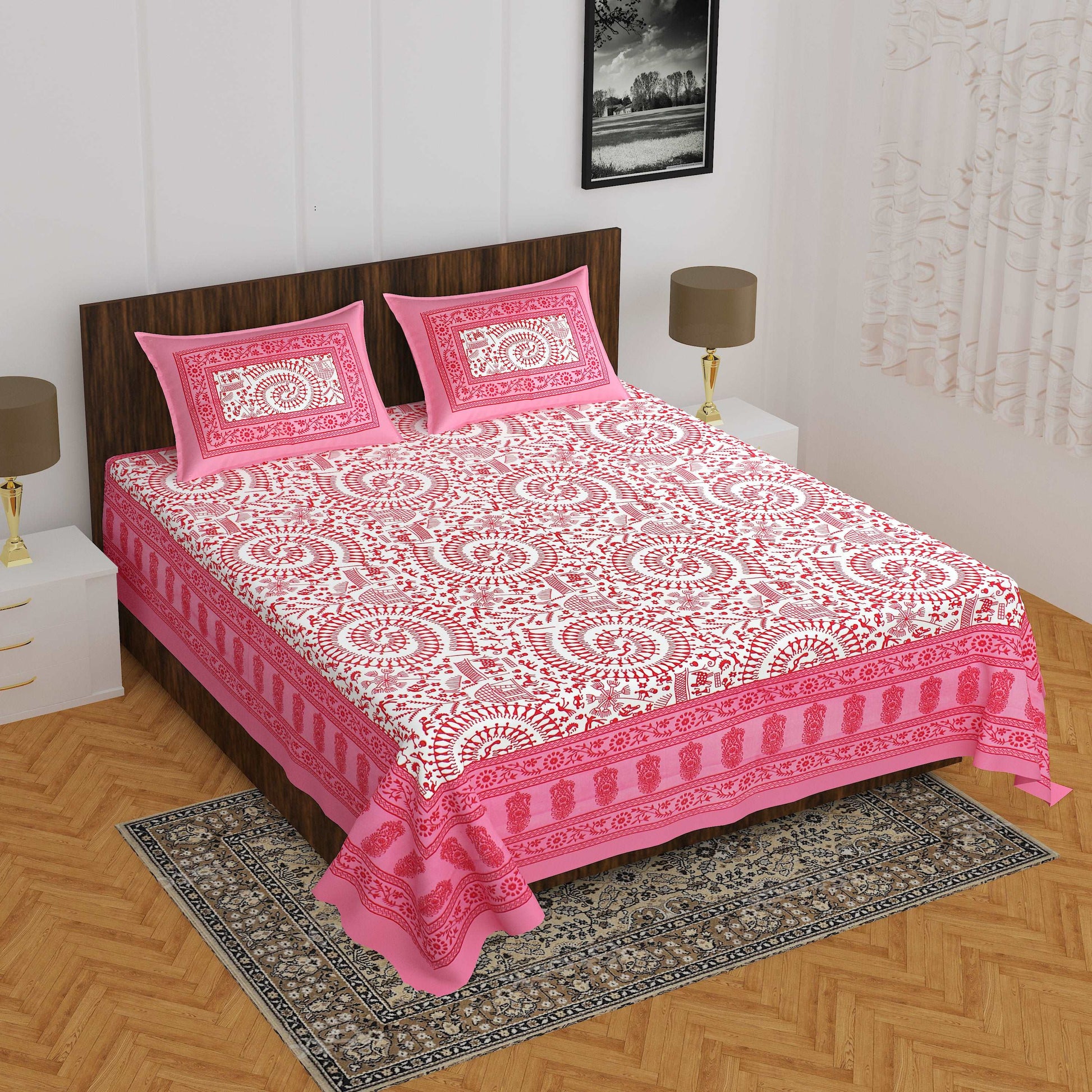 100% Cotton Bedsheet 280-TC Cotton Queen Size Bedsheet With 2 Pillow Cover's www.jaipurtohome.com