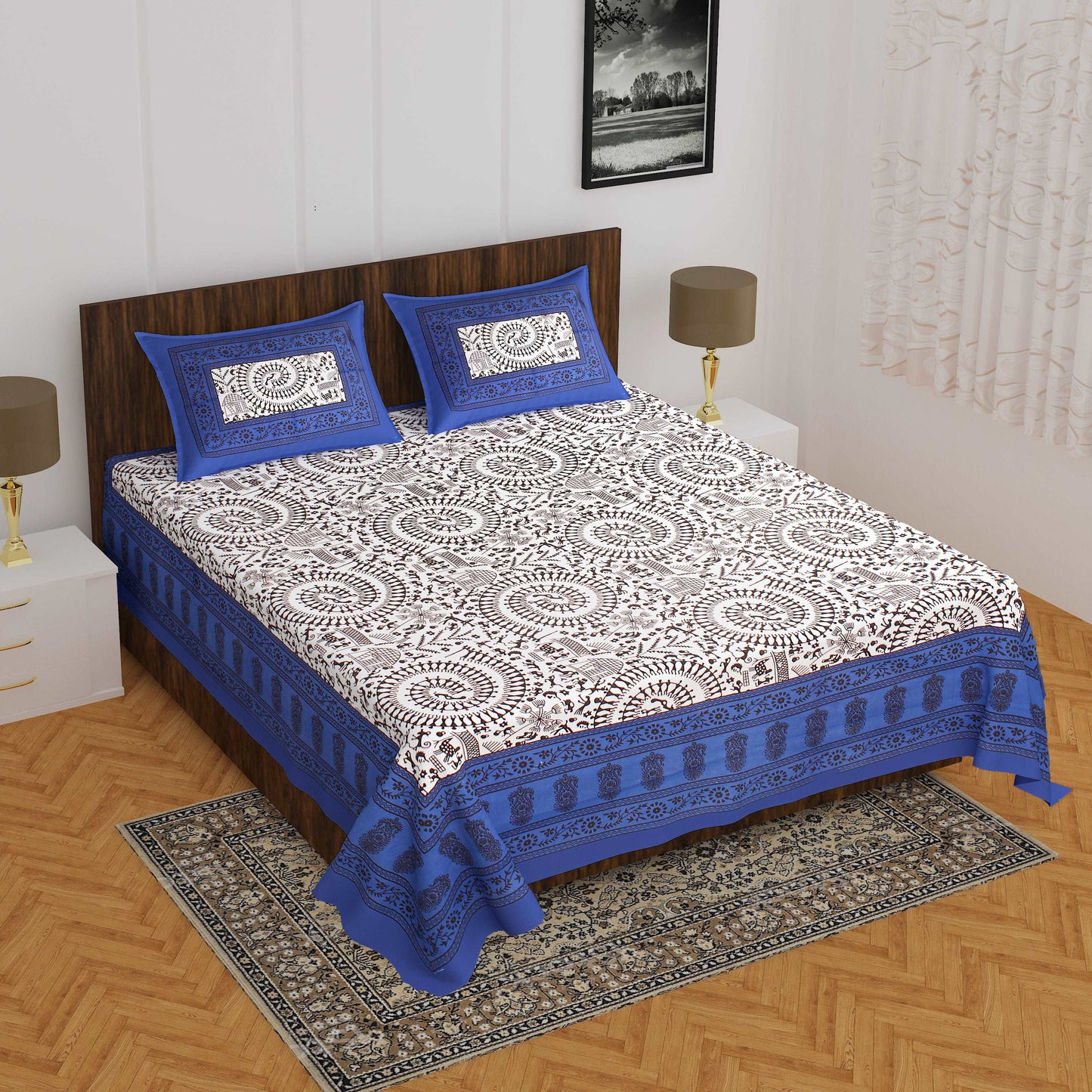 100% Cotton Bedsheet 280-TC Cotton Queen Size Bedsheet With 2 Pillow Cover's www.jaipurtohome.com