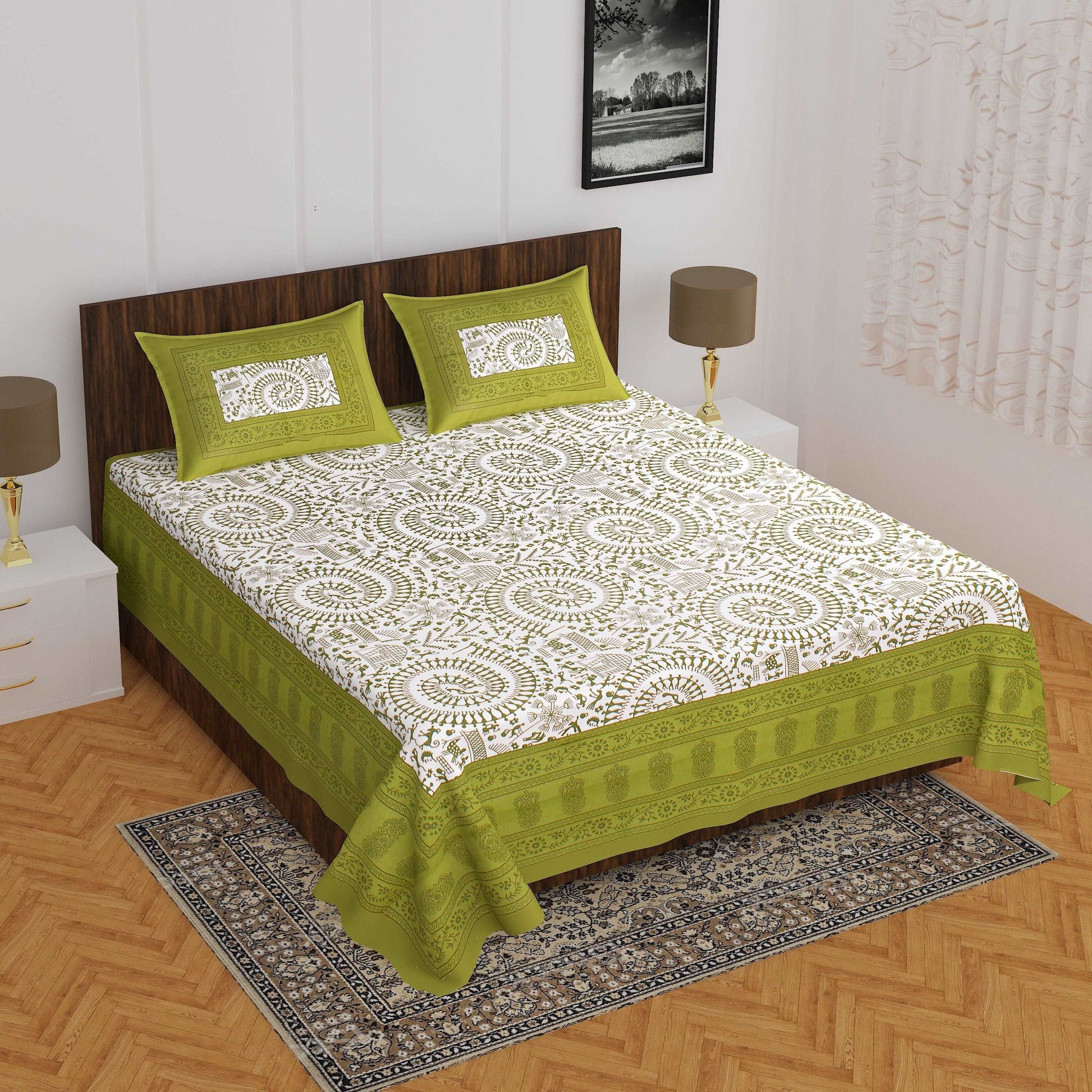 100% Cotton Bedsheet 280-TC Cotton Queen Size Bedsheet With 2 Pillow Cover's www.jaipurtohome.com