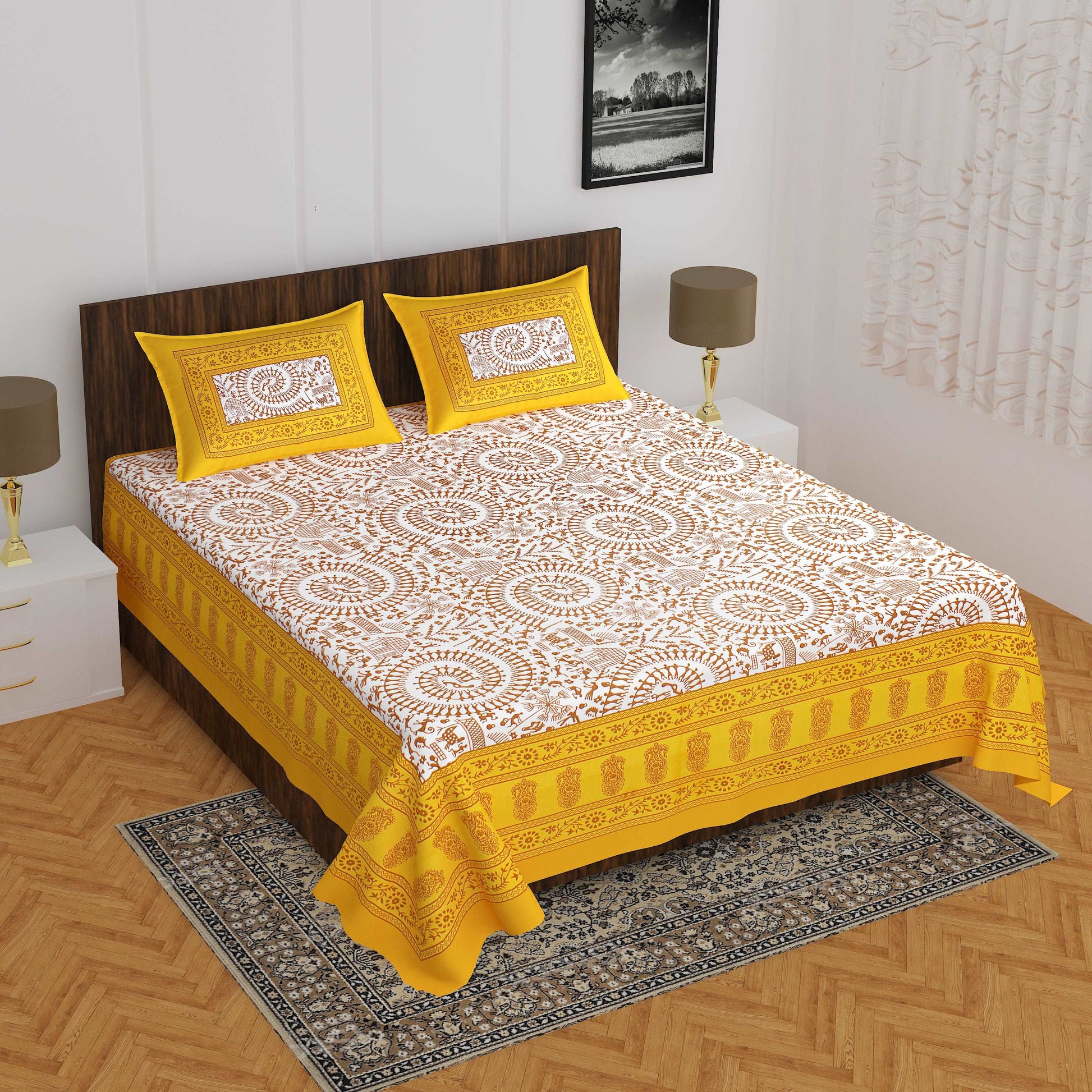 100% Cotton Bedsheet 280-TC Cotton Queen Size Bedsheet With 2 Pillow Cover's www.jaipurtohome.com