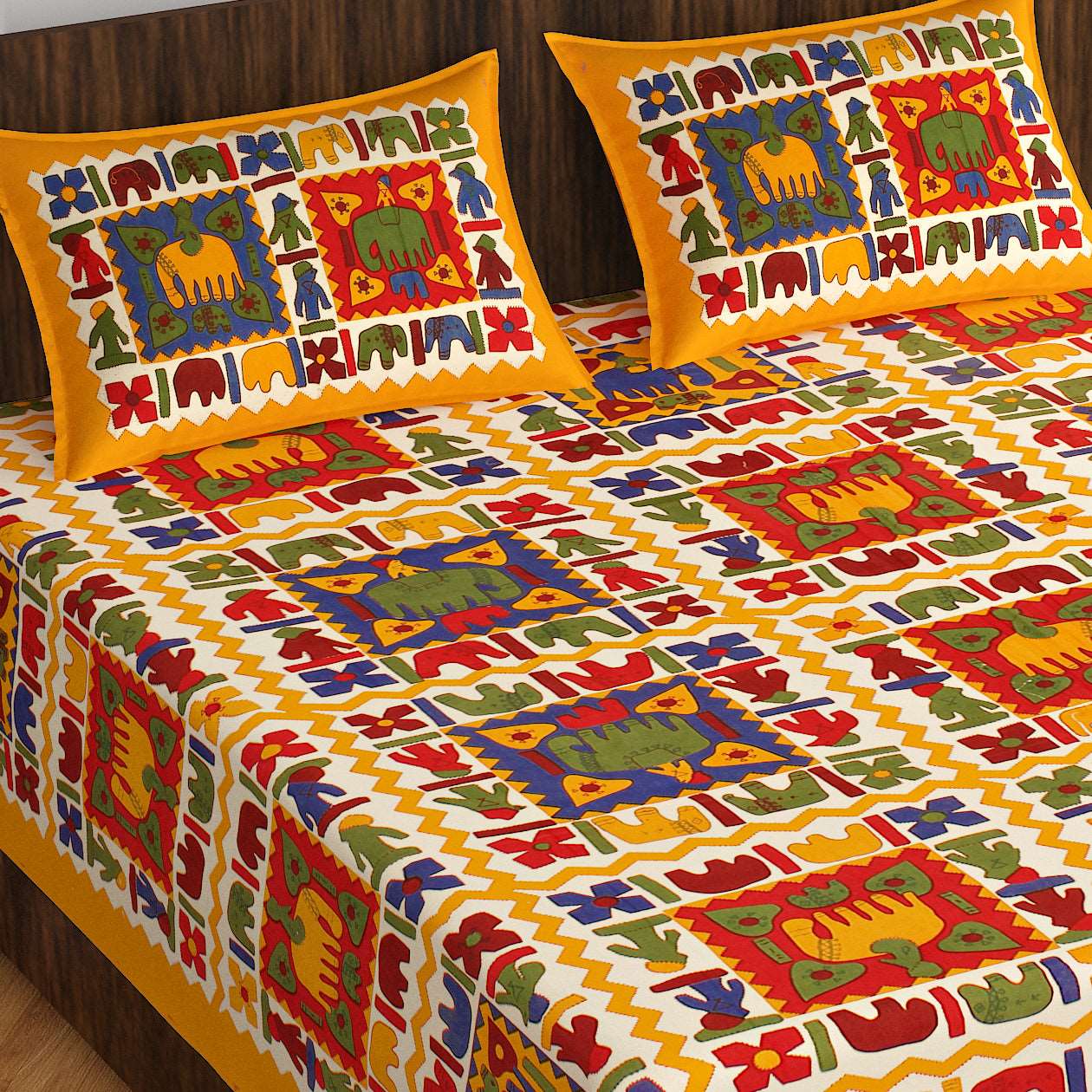 100% Cotton Bedsheet 280-TC Cotton Queen Size Bedsheet With 2 Pillow Cover www.jaipurtohome.com
