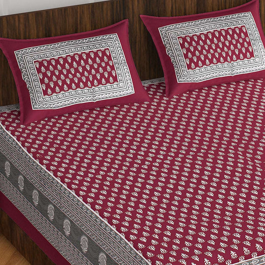 100% Cotton Bedsheet 280-TC Cotton Queen Size Bedsheet With 2 Pillow Cover www.jaipurtohome.com