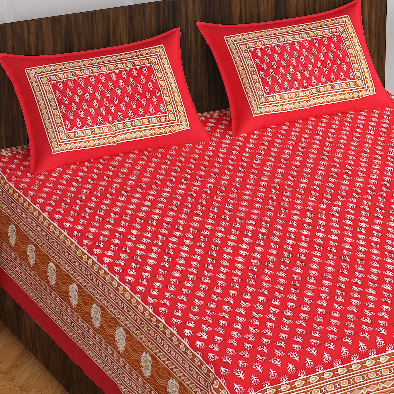 100% Cotton Bedsheet 280-TC Cotton Queen Size Bedsheet With 2 Pillow Cover www.jaipurtohome.com