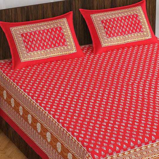 100% Cotton Bedsheet 280-TC Cotton Queen Size Bedsheet With 2 Pillow Cover www.jaipurtohome.com