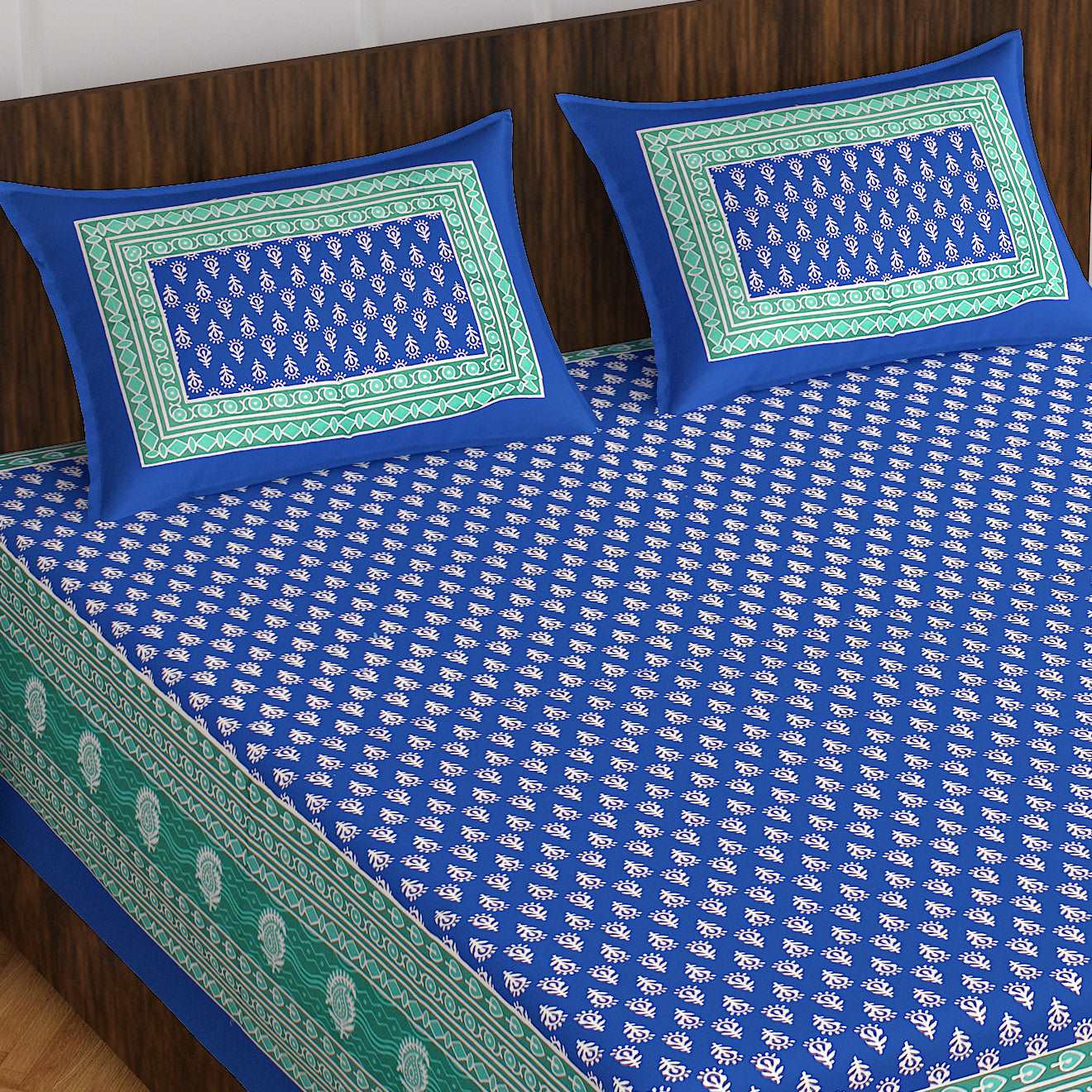 100% Cotton Bedsheet 280-TC Cotton Queen Size Bedsheet With 2 Pillow Cover www.jaipurtohome.com