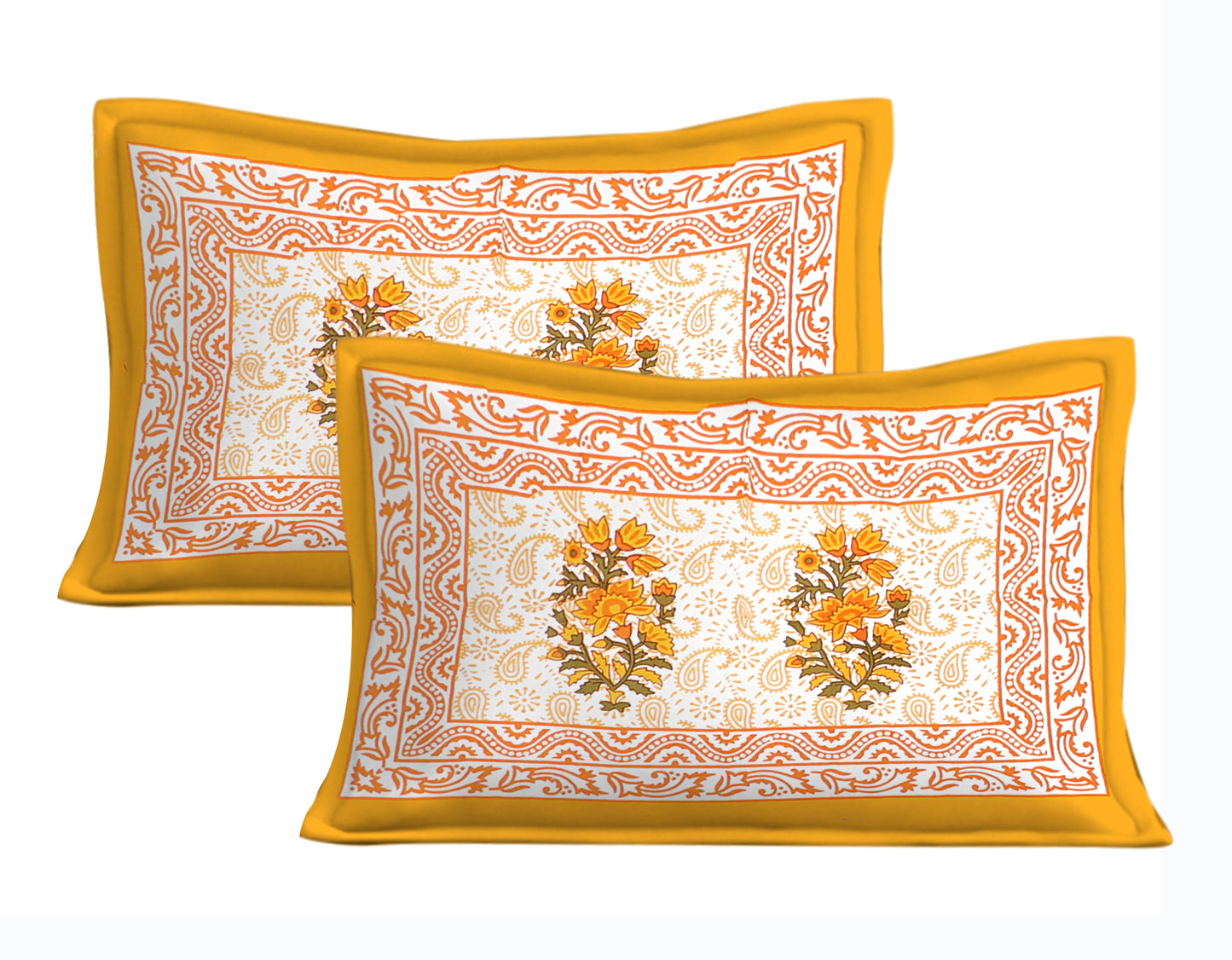JAIPURI 100% Cotton Rajasthani Jaipuri Queen Size Bedsheet with 2 Pillow Cover. www.jaipurtohome.com