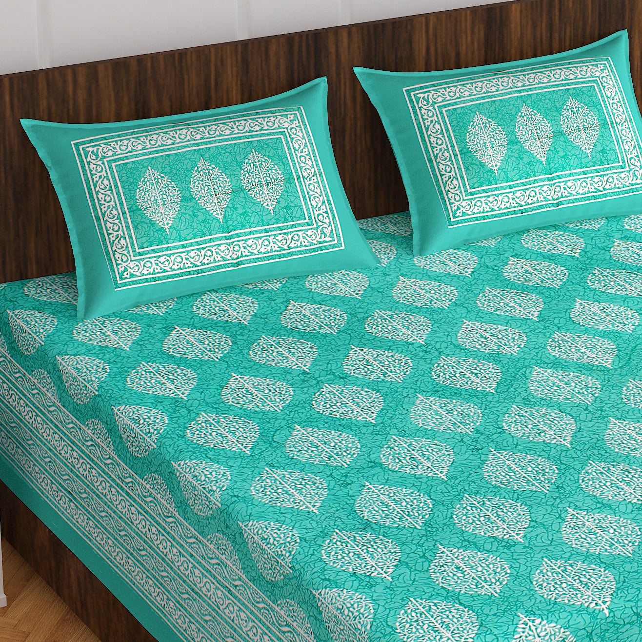 Jaipuri 100% Cotton Rajasthani Jaipuri Queen Size Bedsheet with 2 Pillow Cover. www.jaipurtohome.com