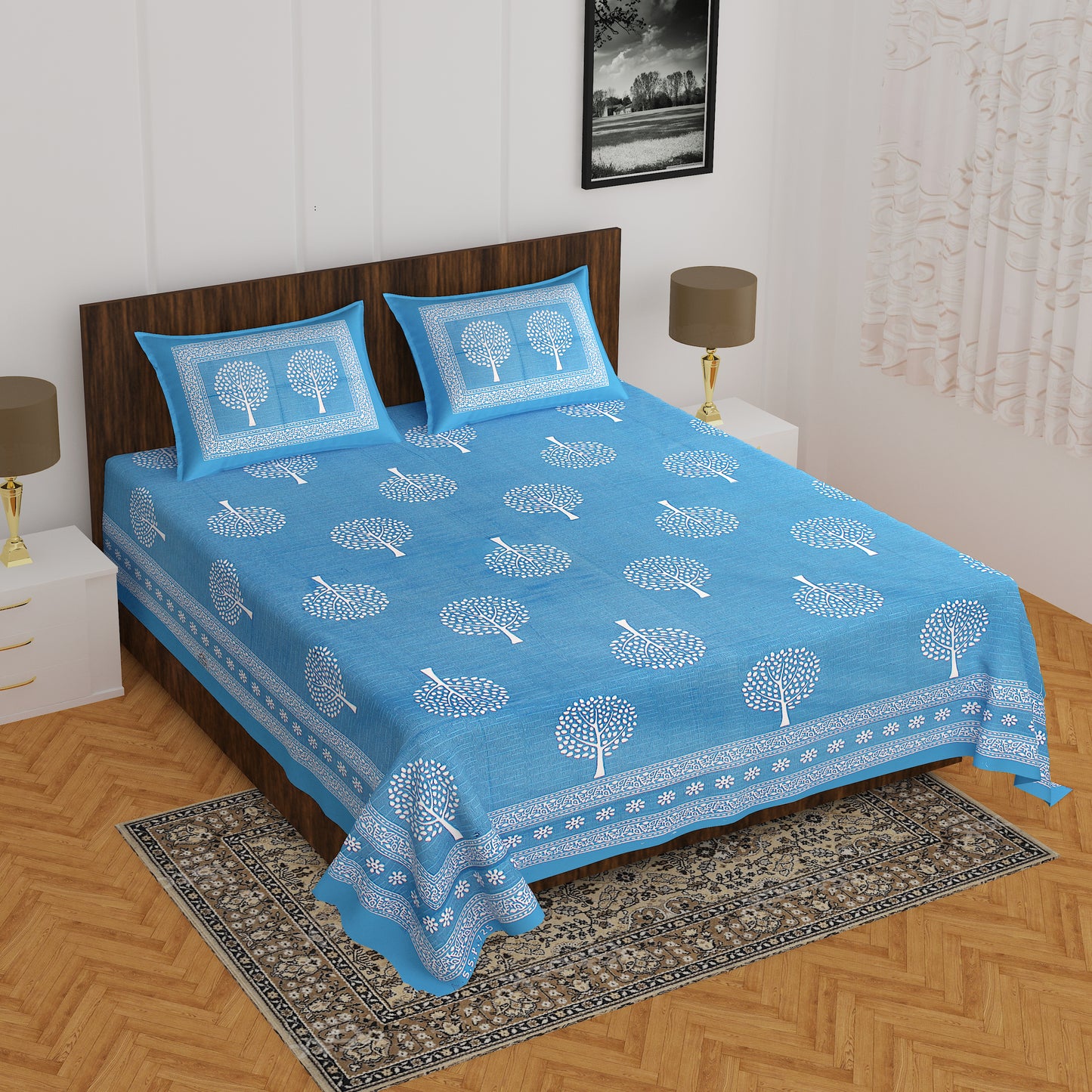 Trendy Bedsheet 100% Cotton Queen Size Bedsheet With 2 Pillow Cover's www.jaipurtohome.com