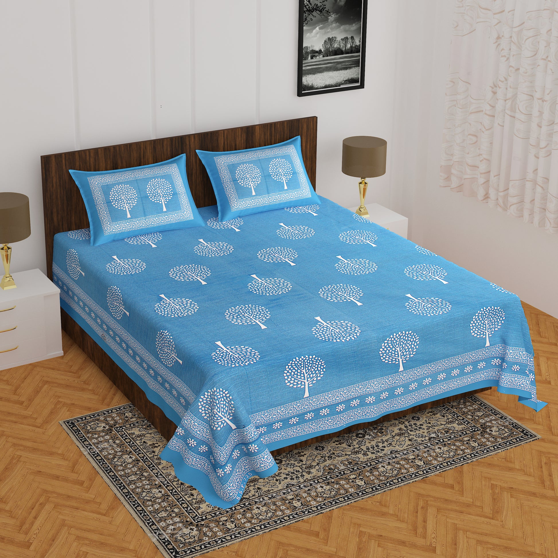Trendy Bedsheet 100% Cotton Queen Size Bedsheet With 2 Pillow Cover's www.jaipurtohome.com