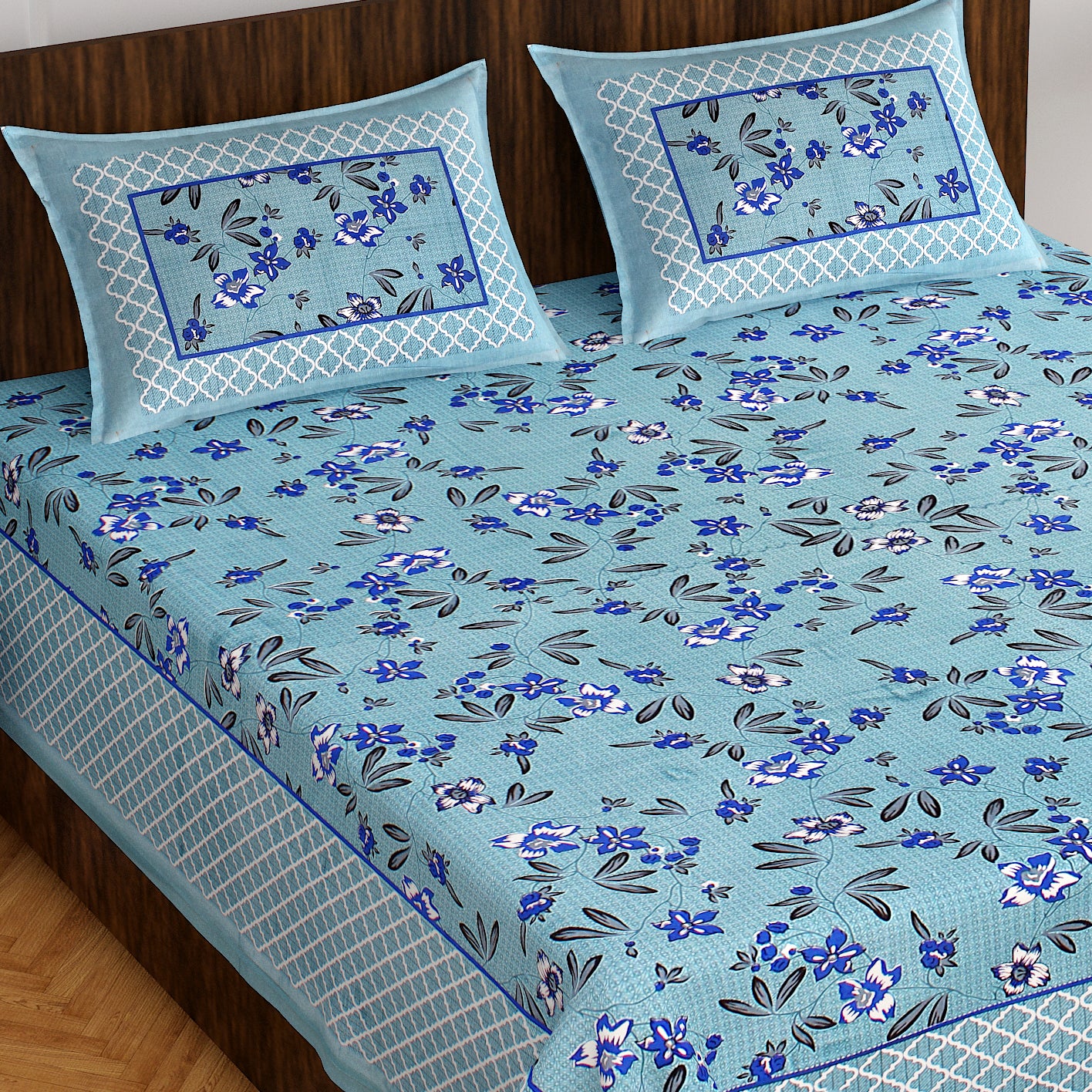 Trendy Bedsheet 100% Cotton Bedsheet 280-TC Cotton Queen Size Bedsheet With 2 Pillow Cover www.jaipurtohome.com