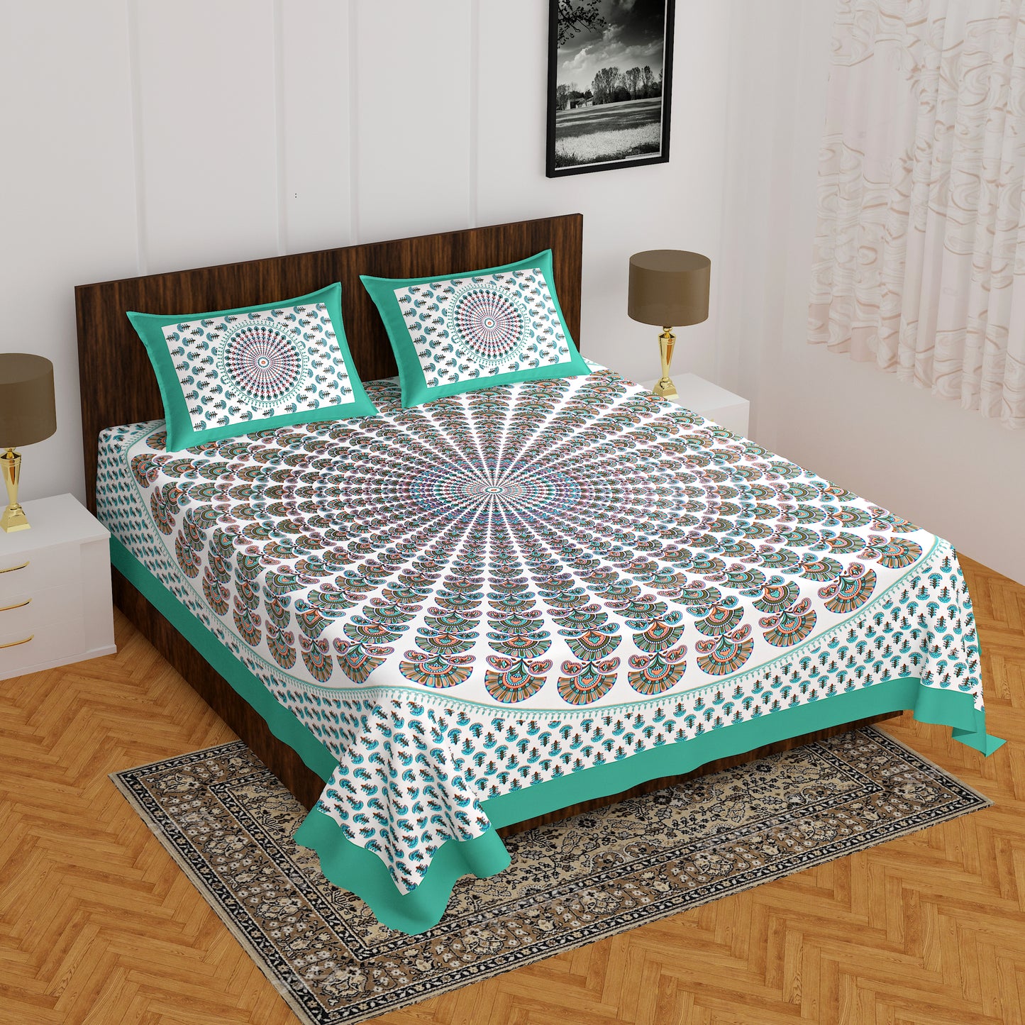 Trendy Bedsheet 100% Cotton Bedsheet 280-TC Cotton Queen Size Bedsheet With 2 Pillow Cover www.jaipurtohome.com