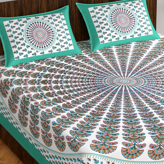 Trendy Bedsheet 100% Cotton Bedsheet 280-TC Cotton Queen Size Bedsheet With 2 Pillow Cover www.jaipurtohome.com