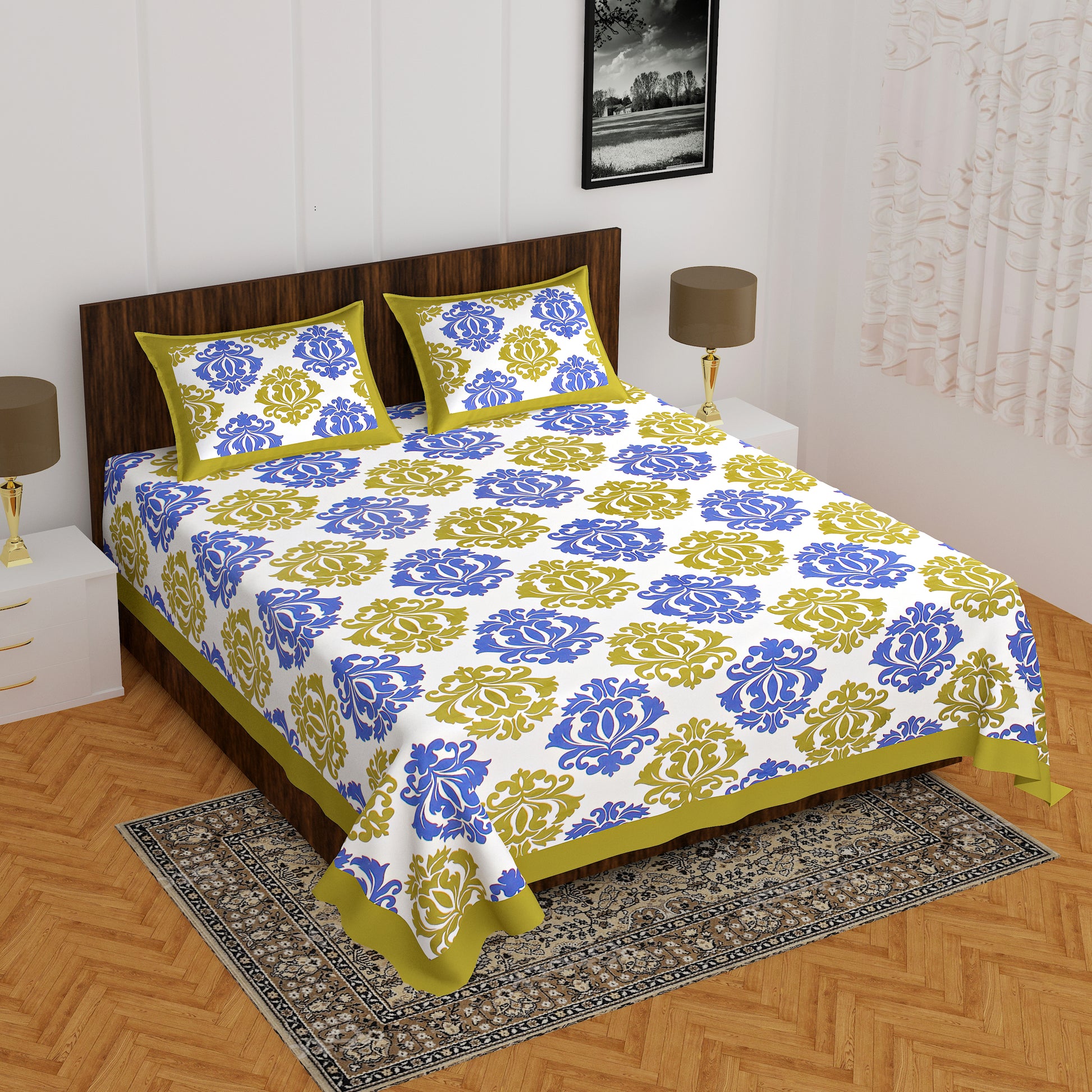 Trendy Bedsheet 100%  Cotton Queen Size Bedsheet With 2 Pillow Cover's www.jaipurtohome.com
