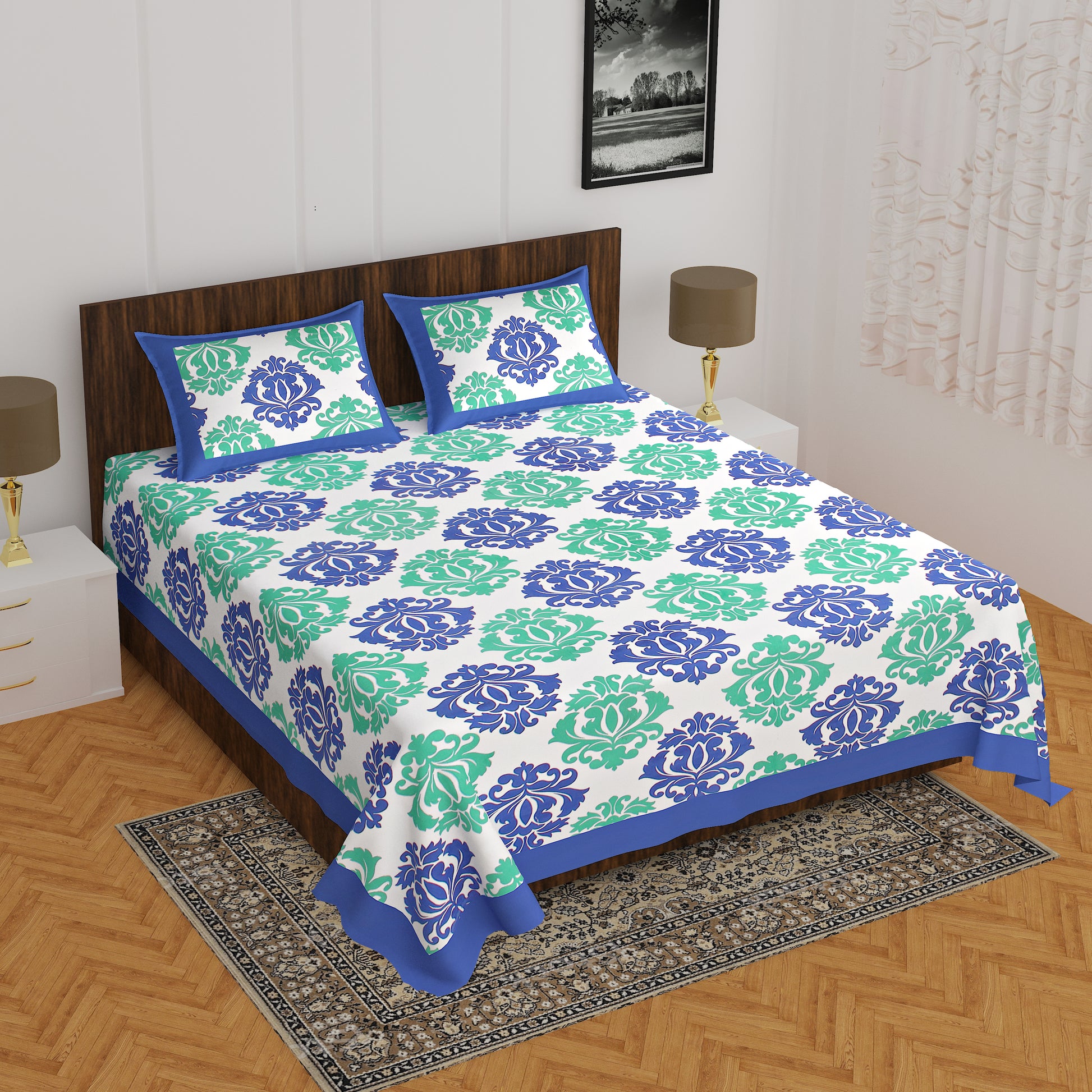 Trendy Bedsheet 100%  Cotton Queen Size Bedsheet With 2 Pillow Cover's www.jaipurtohome.com