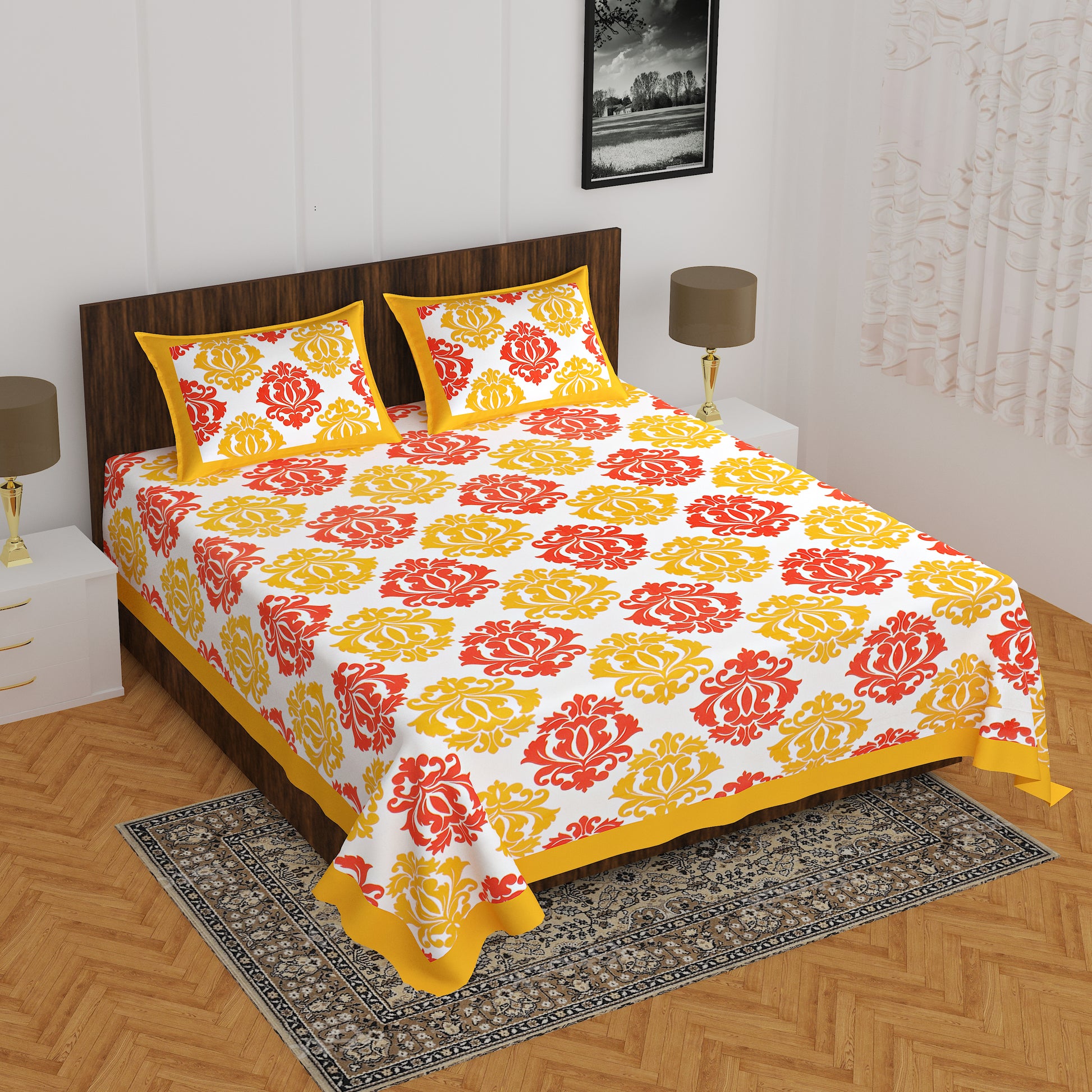 Trendy Bedsheet 100%  Cotton Queen Size Bedsheet With 2 Pillow Cover's www.jaipurtohome.com